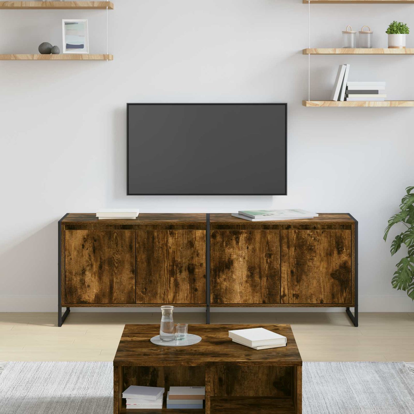 JUNG Vida TV-Schränk Raucharbe 140 x 36 x 49,5 cm Holzwerkstoff