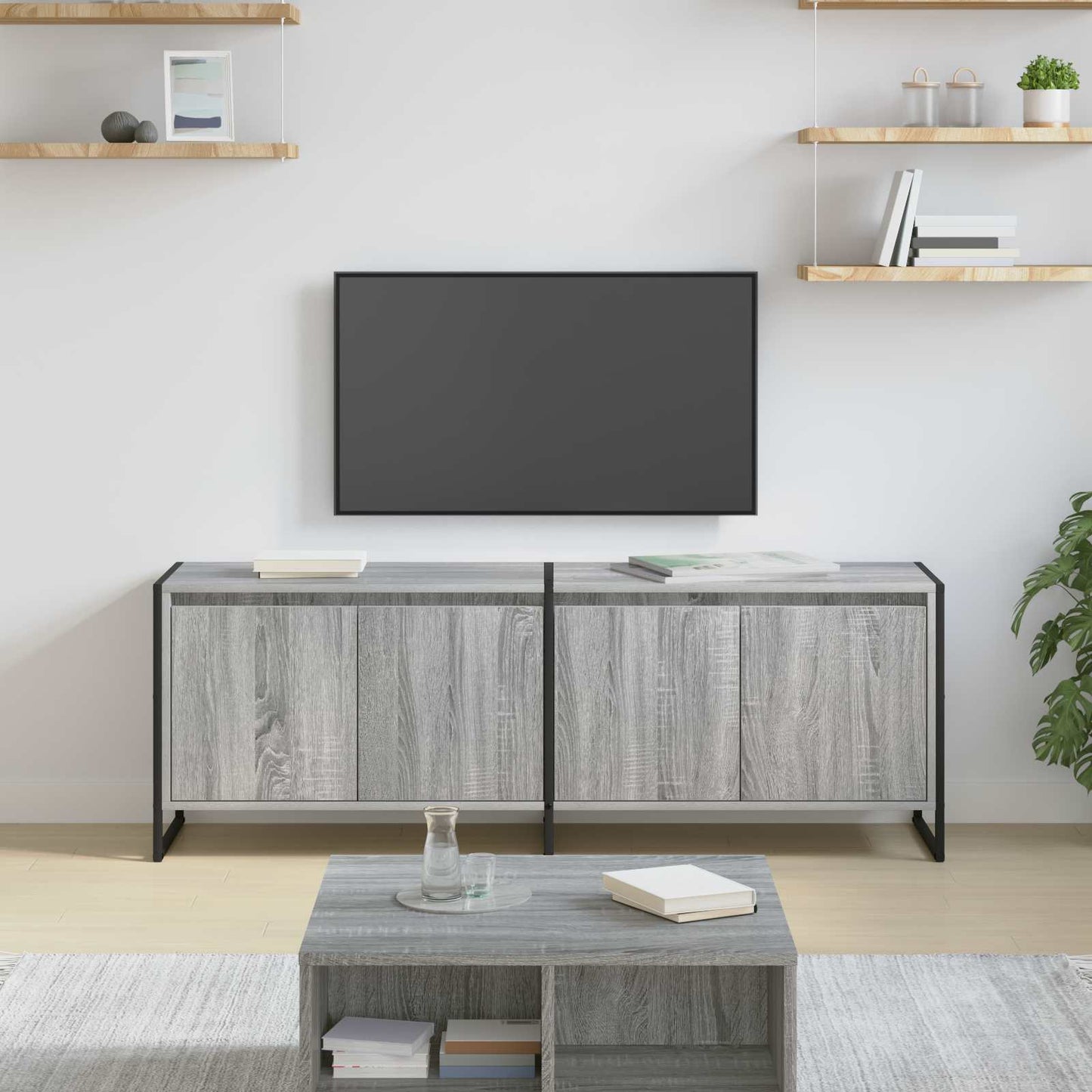 JUNG Vida TV-Schränk Graues Sonoma 140 x 36 x 49,5 cm Holzwerkstoff