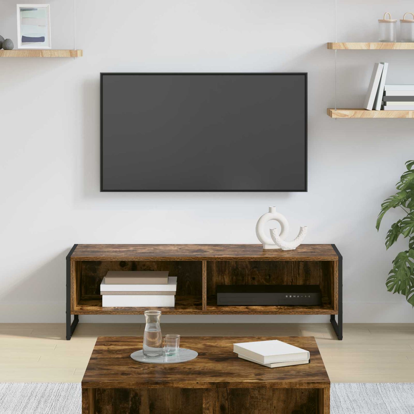 JUNG Vida TV-Schränk Raucharbe 100 x 36,5 x 30,5 cm Holzwerkstoff