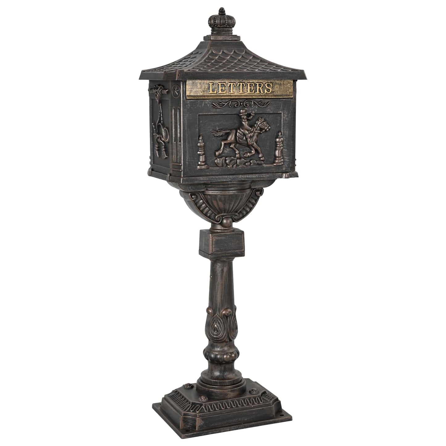 JUNG Vida Stehender Briefkasten Bronze 42,5 x 29,5 x 117 cm Gussaluminium