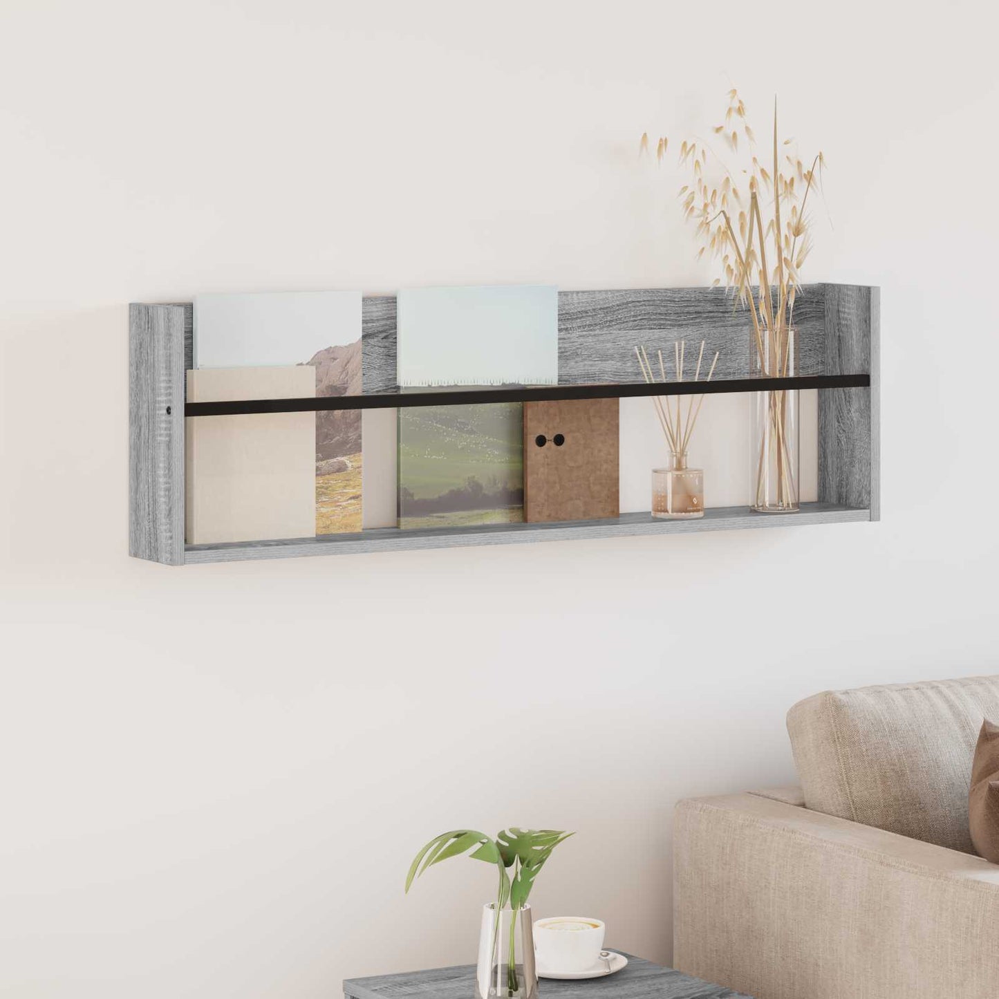 JUNG Vida Magazinregal Graues Sonoma 100 x 12 x 30 cm Holzwerkstoff