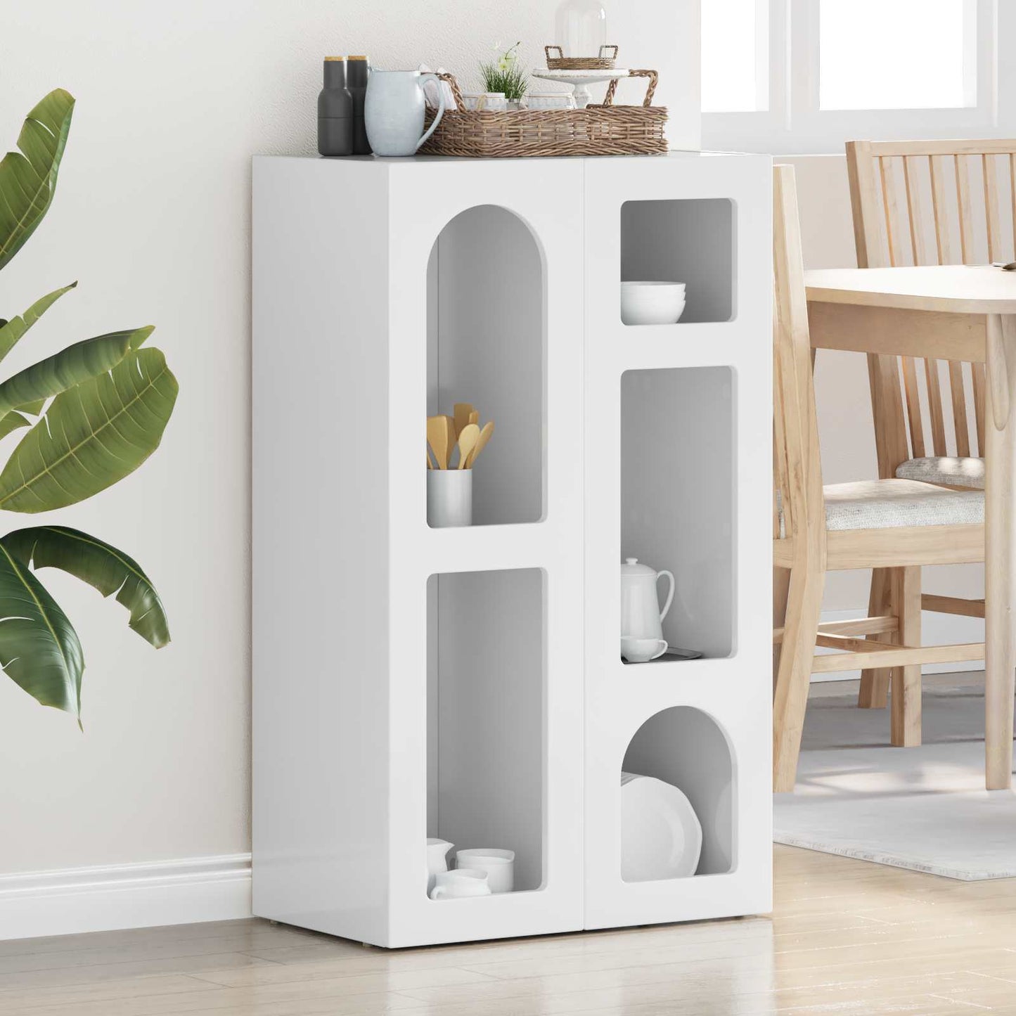 JUNG Vida Sideboard Hochglanz Weiß 59 x 35 x 100,5 cm Holzwerkstoff