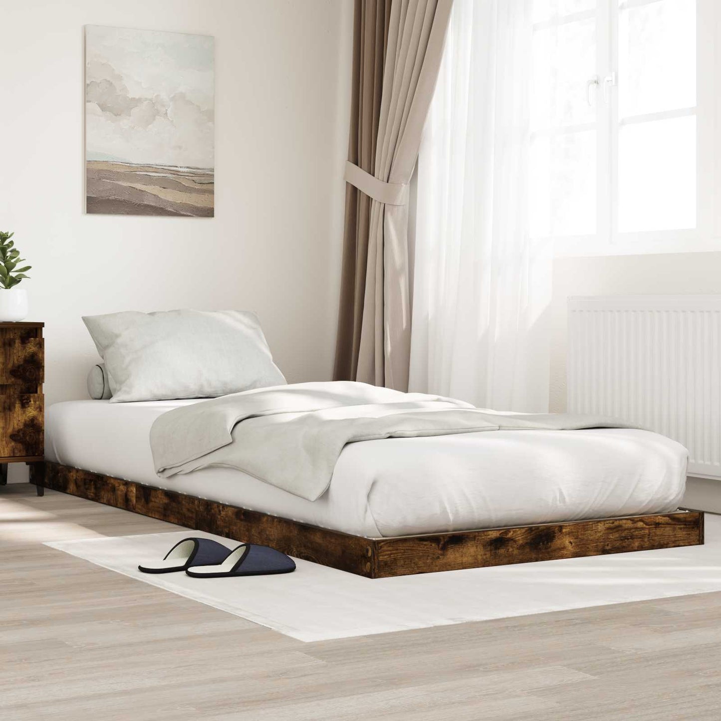 JUNG Vida Bodenbettrahmen Geräucherte Eiche 76,5 x 200 cm Holzwerkstoff