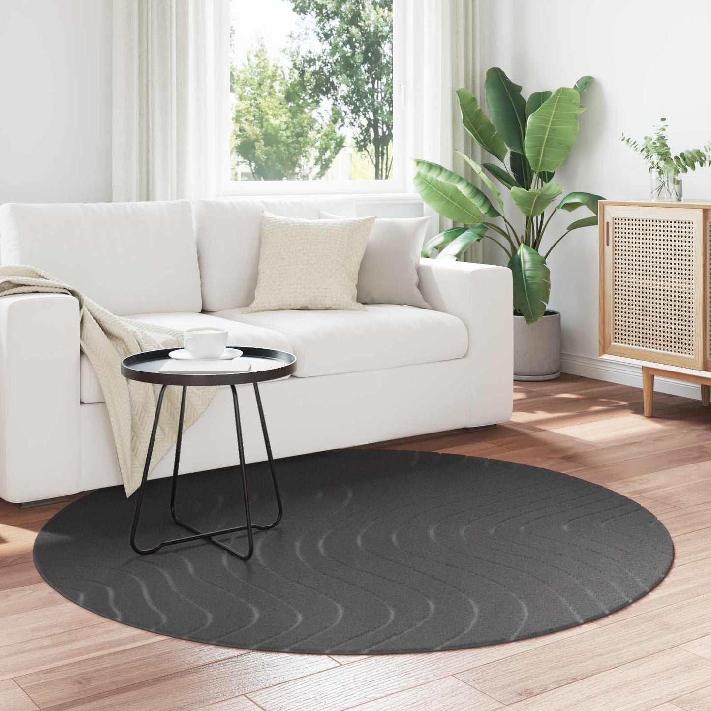 JUNG Vida Bereichsteppiche Rund HUARTE Anthrazit Ø 120 CM Polyester
