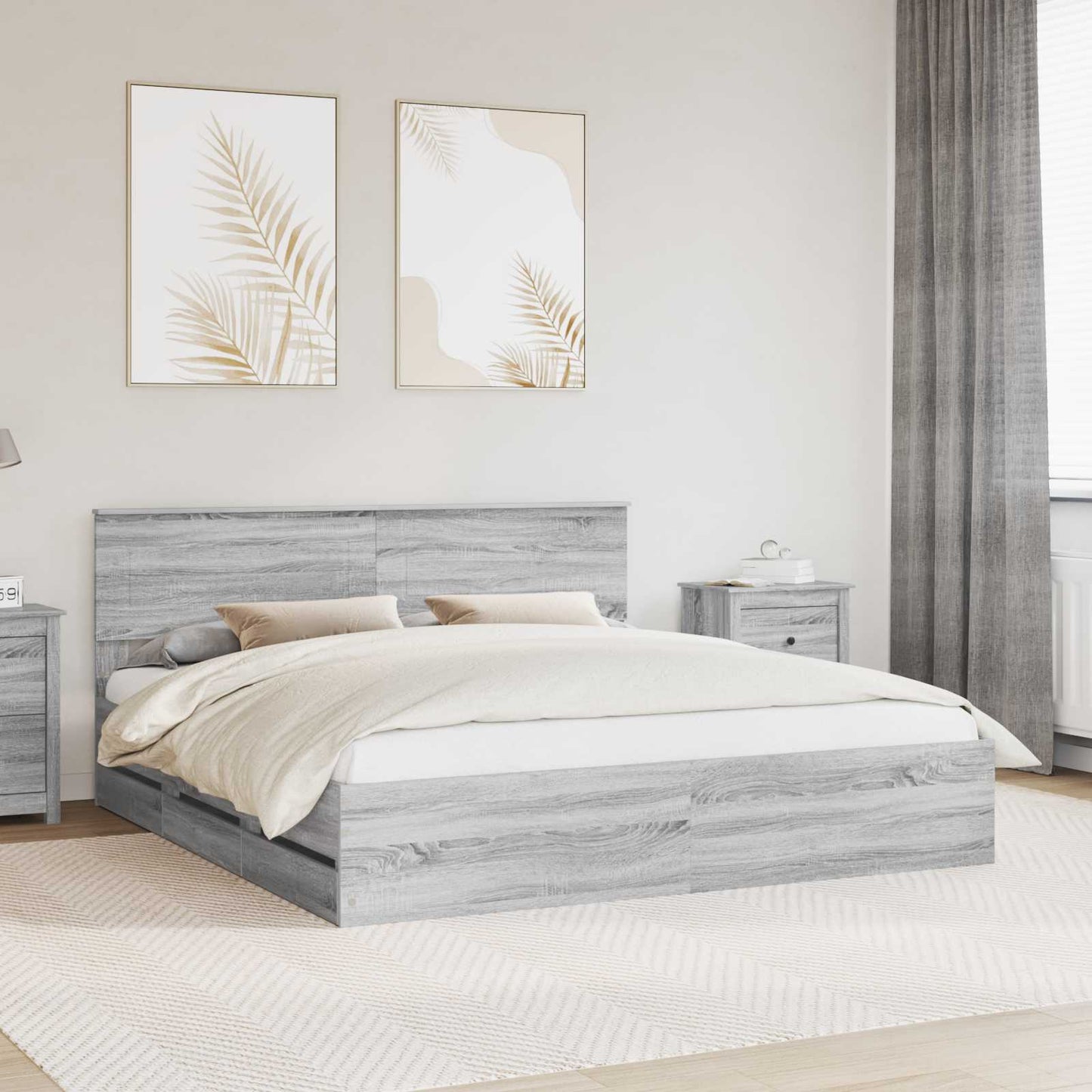 JUNG Vida Bettrahmen Graues Sonoma 180 x 200 cm Ingenieurs Holz