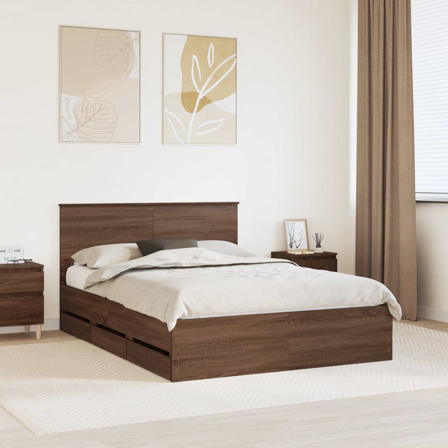 JUNG Vida Bettrahmen Braun Eichen-Optik 140 x 190 cm Ingenieurs Holz