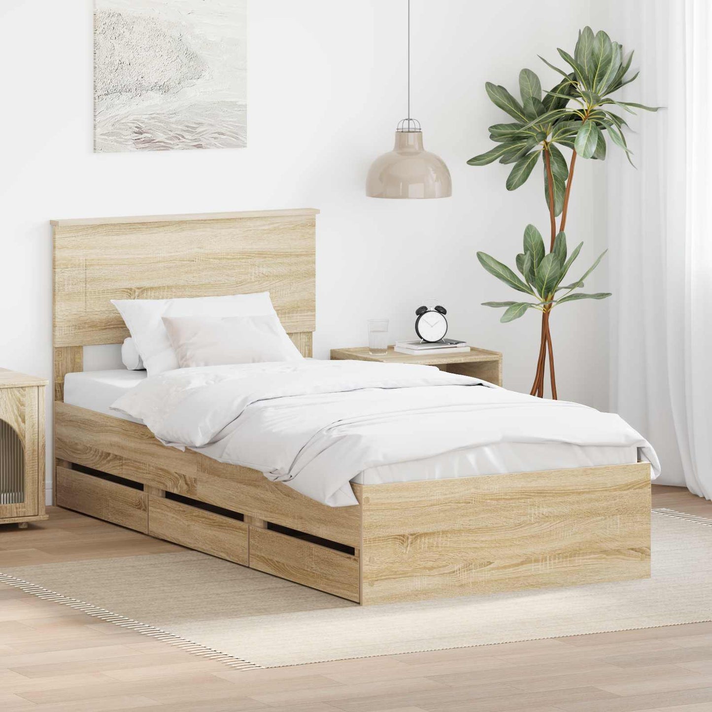 JUNG Vida Bettrahmen Sonoma-Eiche 90 x 200 cm Ingenieurs Holz