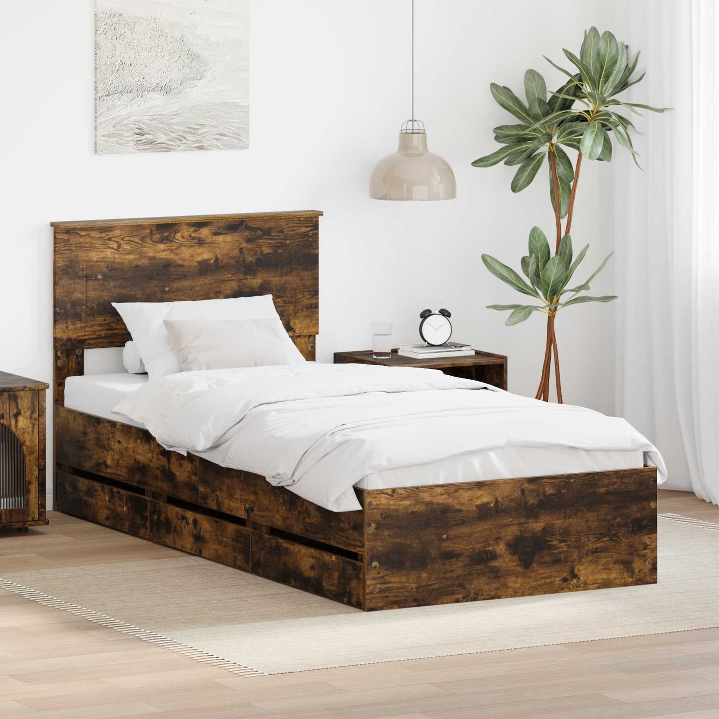 JUNG Vida Bettrahmen Geräucherte Eiche 90 x 200 cm Ingenieurs Holz