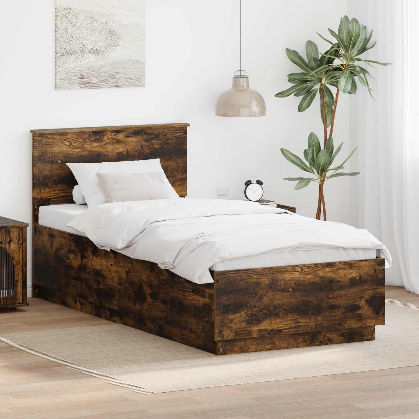 JUNG Vida Bettrahmen Geräucherte Eiche 70 x 190 cm Holzwerkstoff