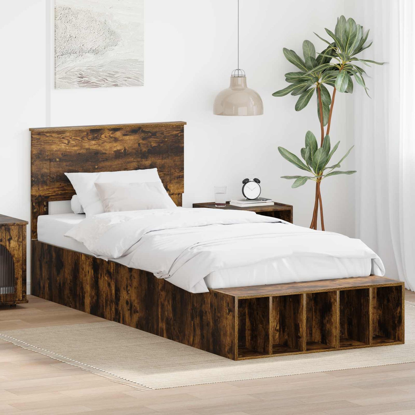 JUNG Vida Bettrahmen Geräucherte Eiche 90 x 200 cm Holzwerkstoff