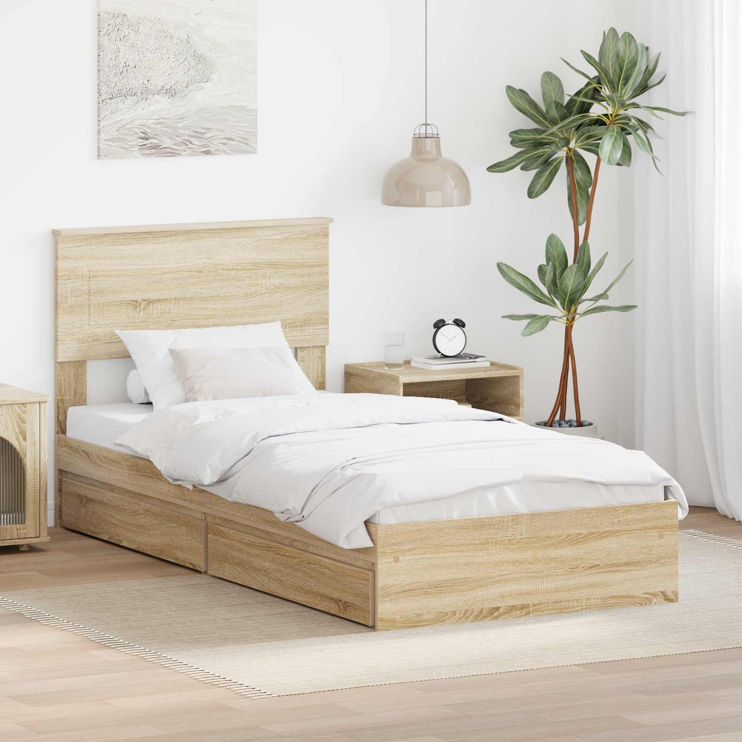 JUNG Vida Aufbewahrungsbett Sonoma-Eiche 75 x 190 cm Holzwerkstoff