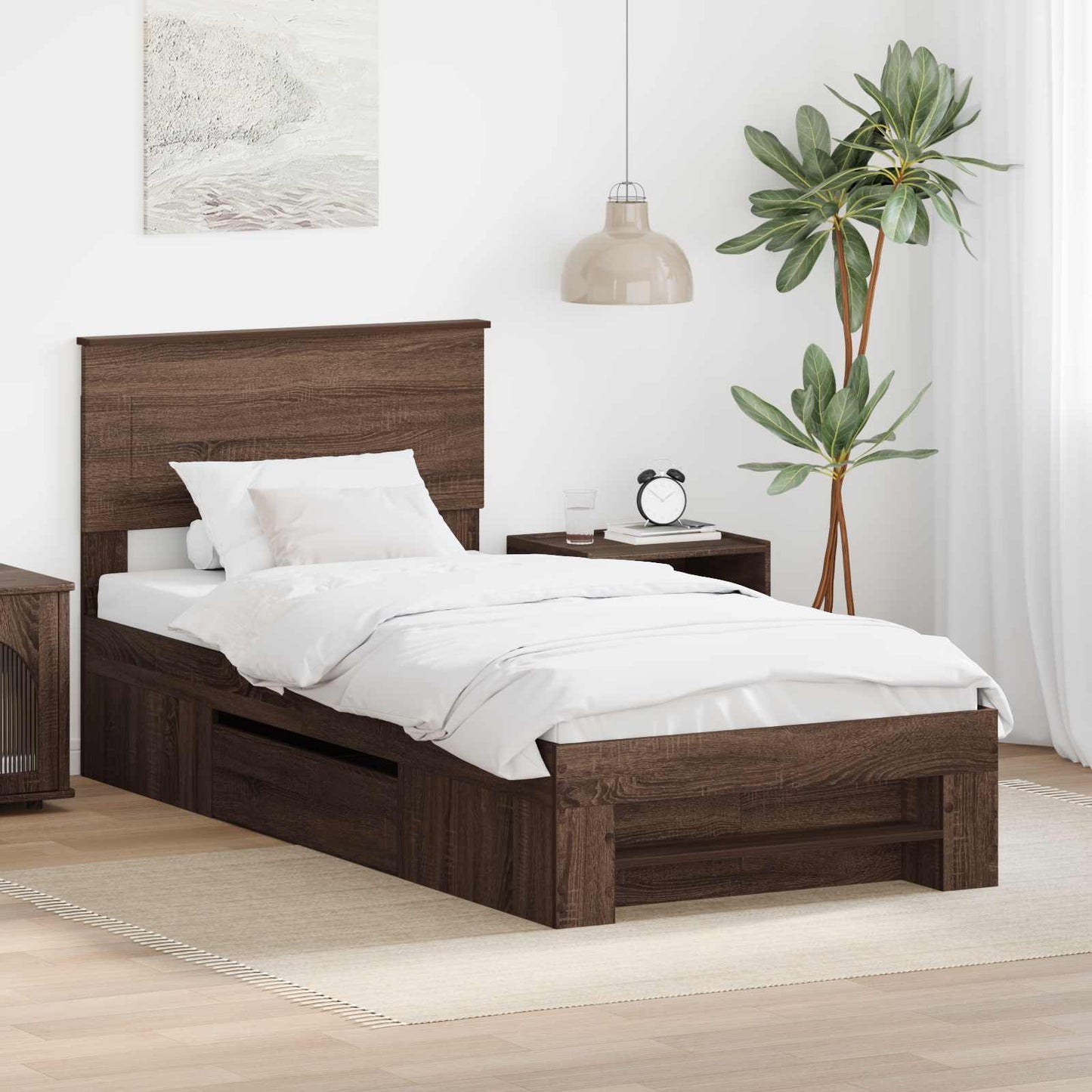 JUNG Vida Bettrahmen Braun Eichen-Optik 80 x 200 cm Holzwerkstoff
