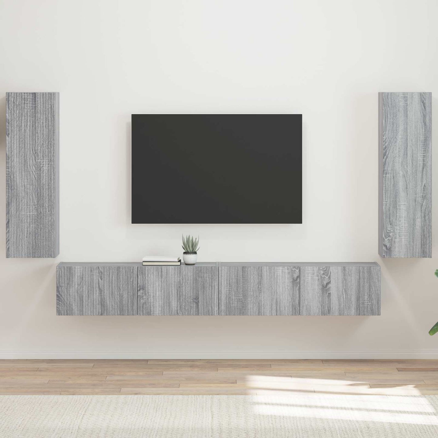 JUNG Vida TV-Wandregal-Set Wandmontiert 4 pcs Graues Sonoma Holzwerkstoff