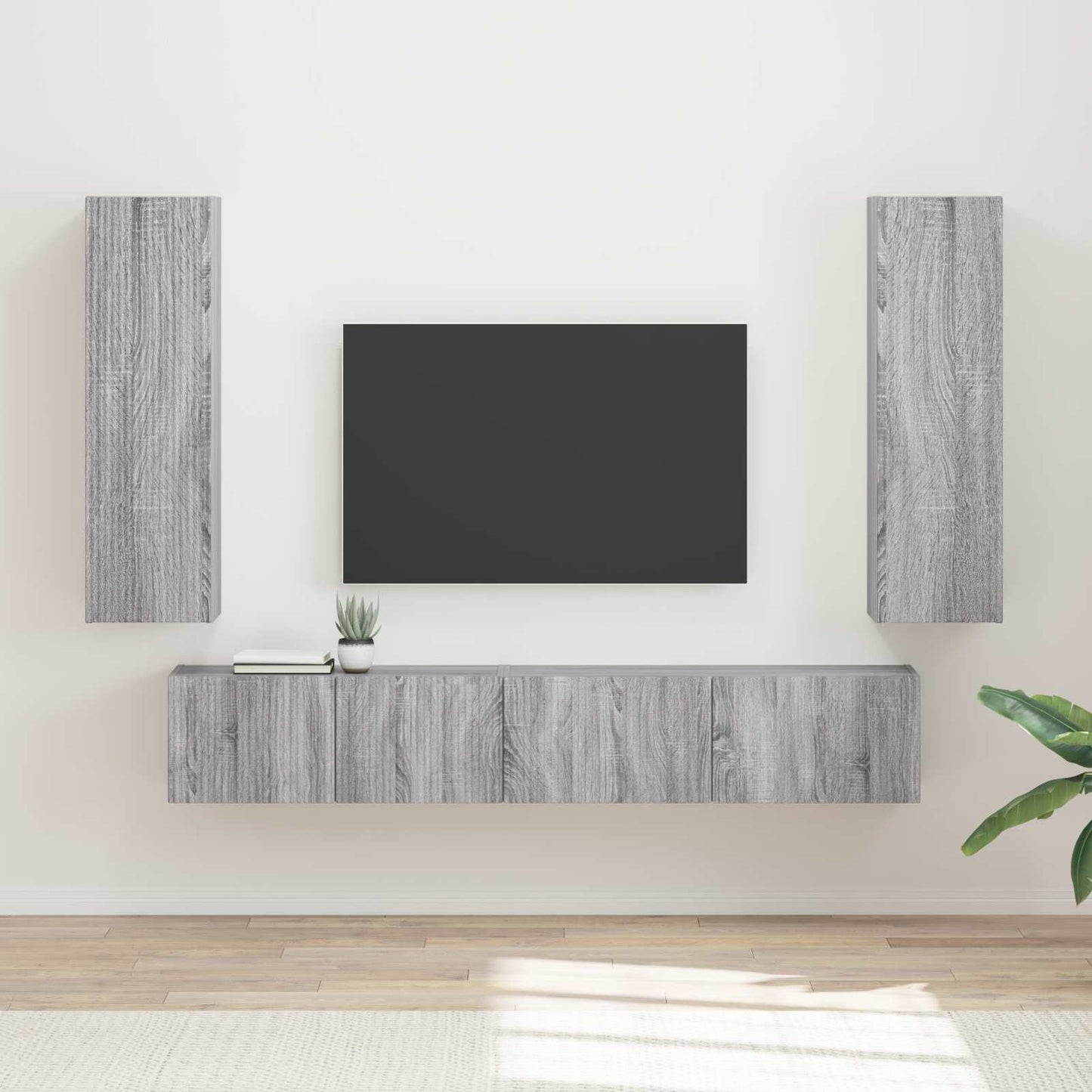 JUNG Vida TV-Schrankset Wandmontiert 3 pcs Graues Sonoma Holzwerkstoff