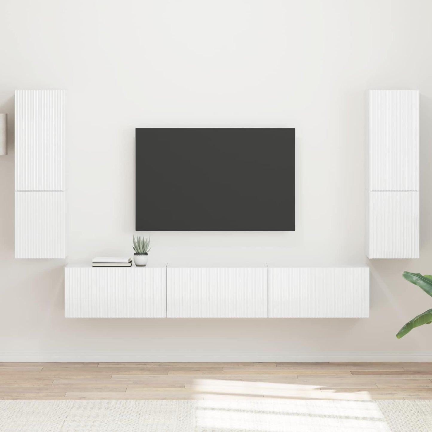 JUNG Vida TV-Schrankset Wandmontiert 4 pcs Hochglanz Weiß Holzwerkstoff