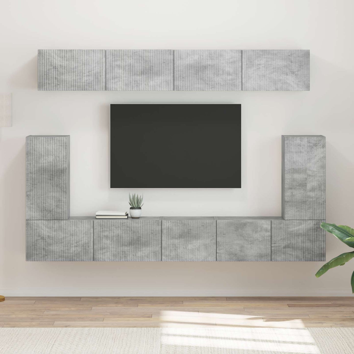 JUNG Vida TV-Schrankset Wandmontiert 5 pcs Beton Grau Holzwerkstoff