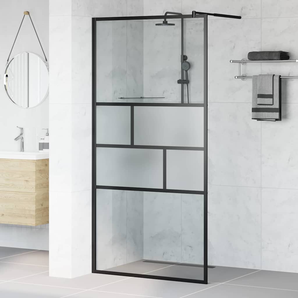 JUNG Vida Walk-in Duschwand Schwarz 80 x 195 x 0,5 cm Glas und Aluminium