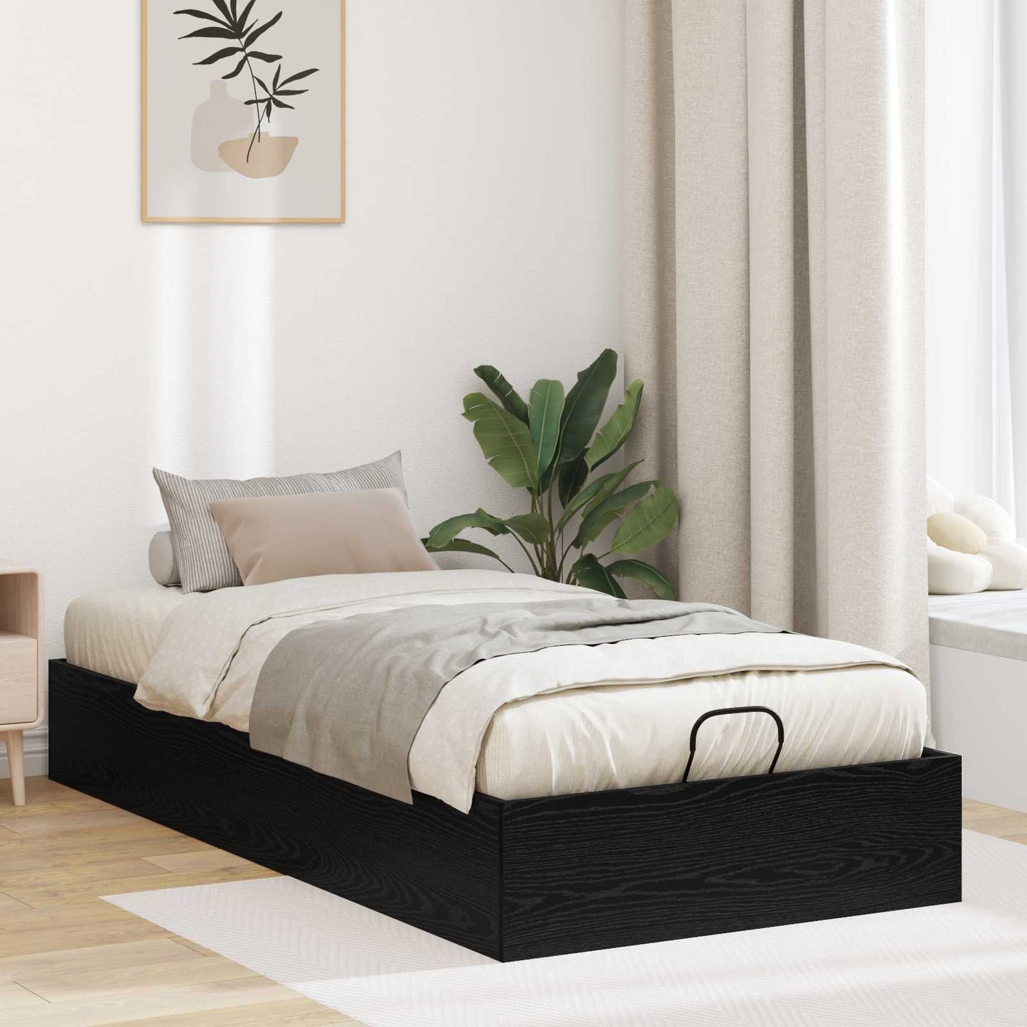 JUNG Vida Ottoman Bettgestell Schwarz Eichen-Optik 80,5 x 200 cm