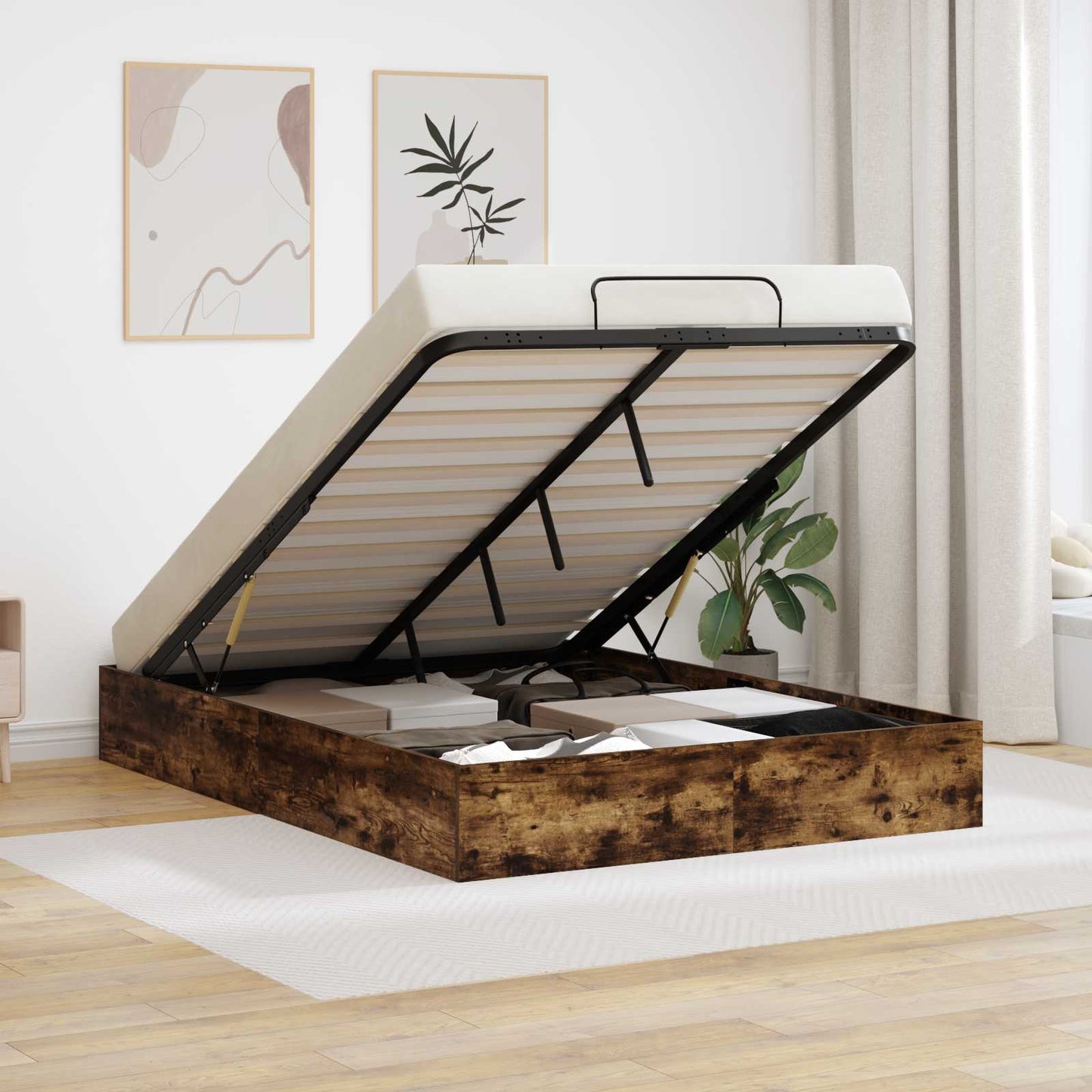 JUNG Vida Ottoman Bettgestell Geräucherte Eiche 193 x 120 x 25 cm
