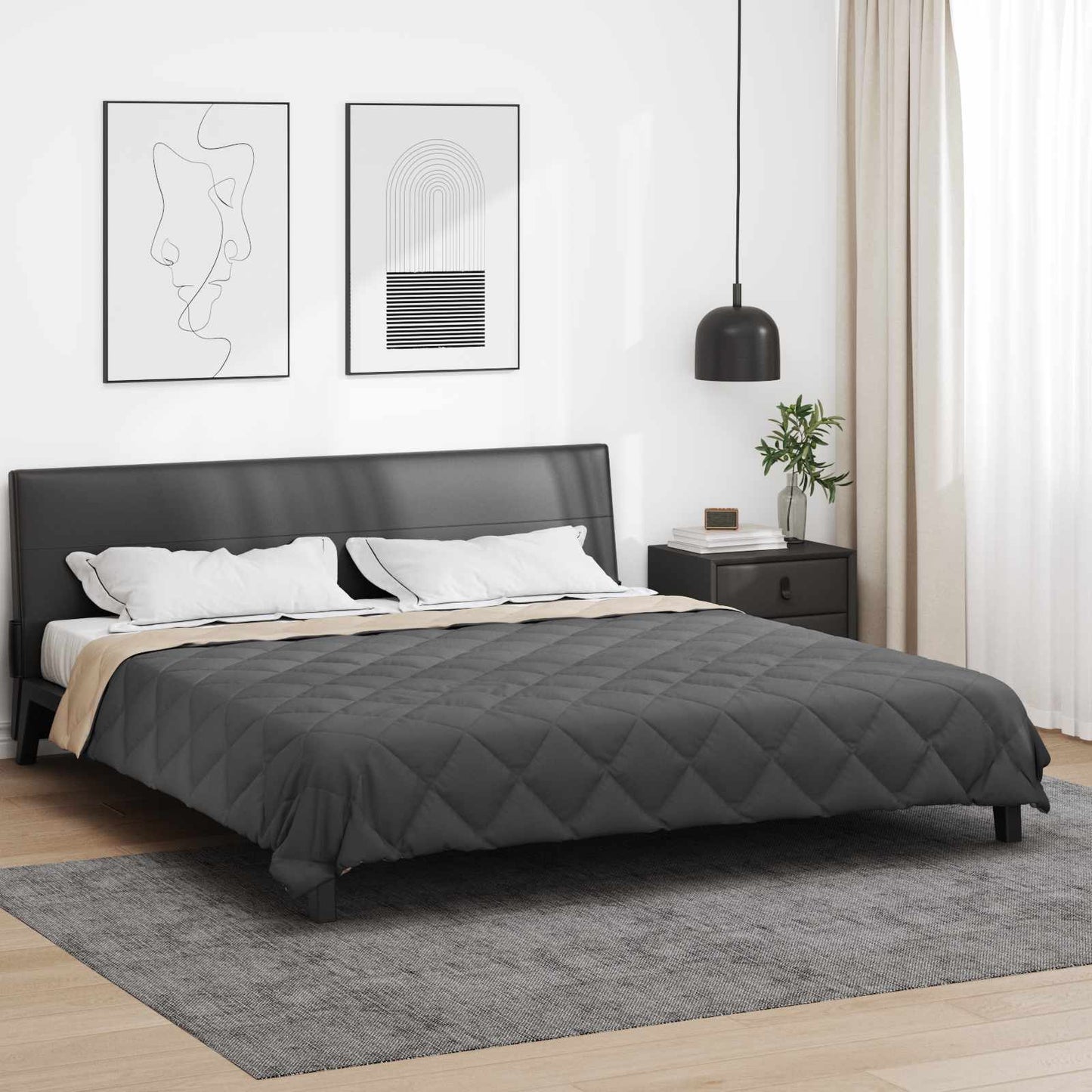 JUNG Vida Sommerdecke Anthrazit und Taupe 200 x 200 cm Mikrofaser