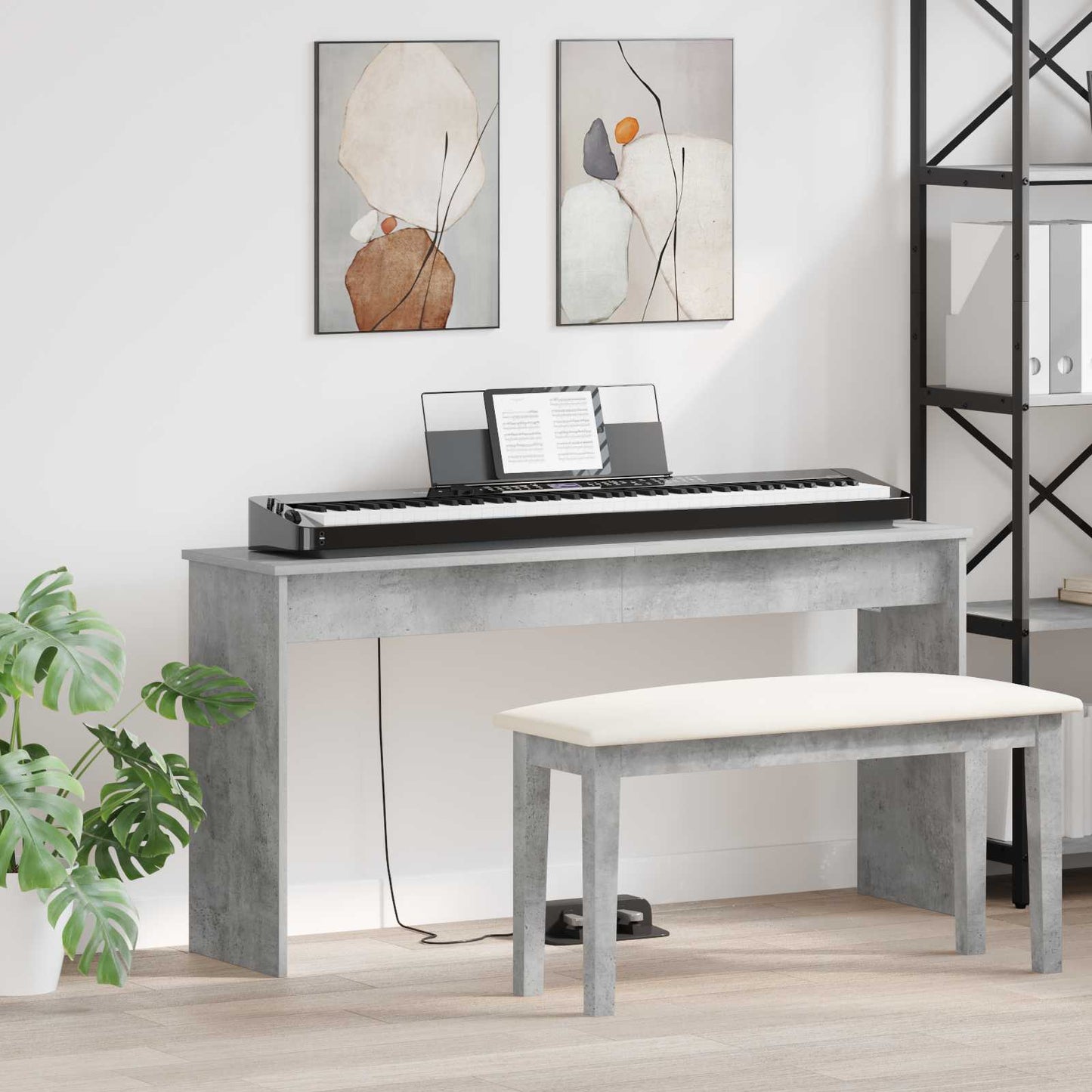 JUNG Vida Klavierständer Beton Grau 130 x 32 x 64 cm Holzwerkstoff