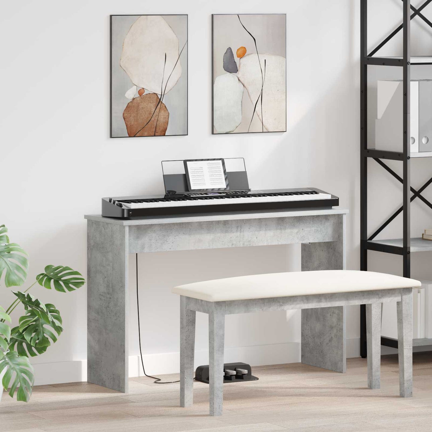 JUNG Vida Klavierständer Beton Grau 100 x 32 x 64 cm Holzwerkstoff