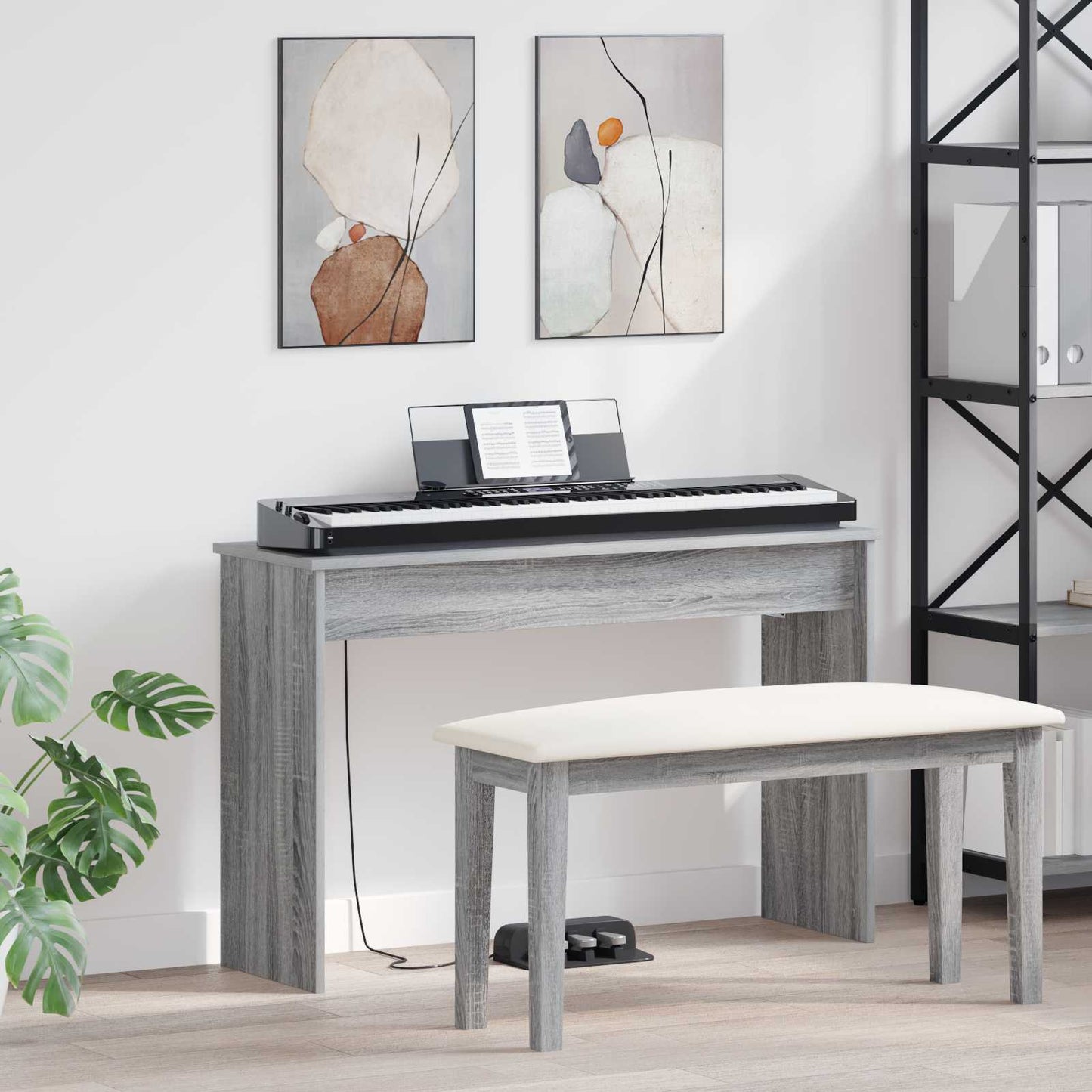 JUNG Vida Klavierständer Graues Sonoma 100 x 32 x 64 cm Holzwerkstoff