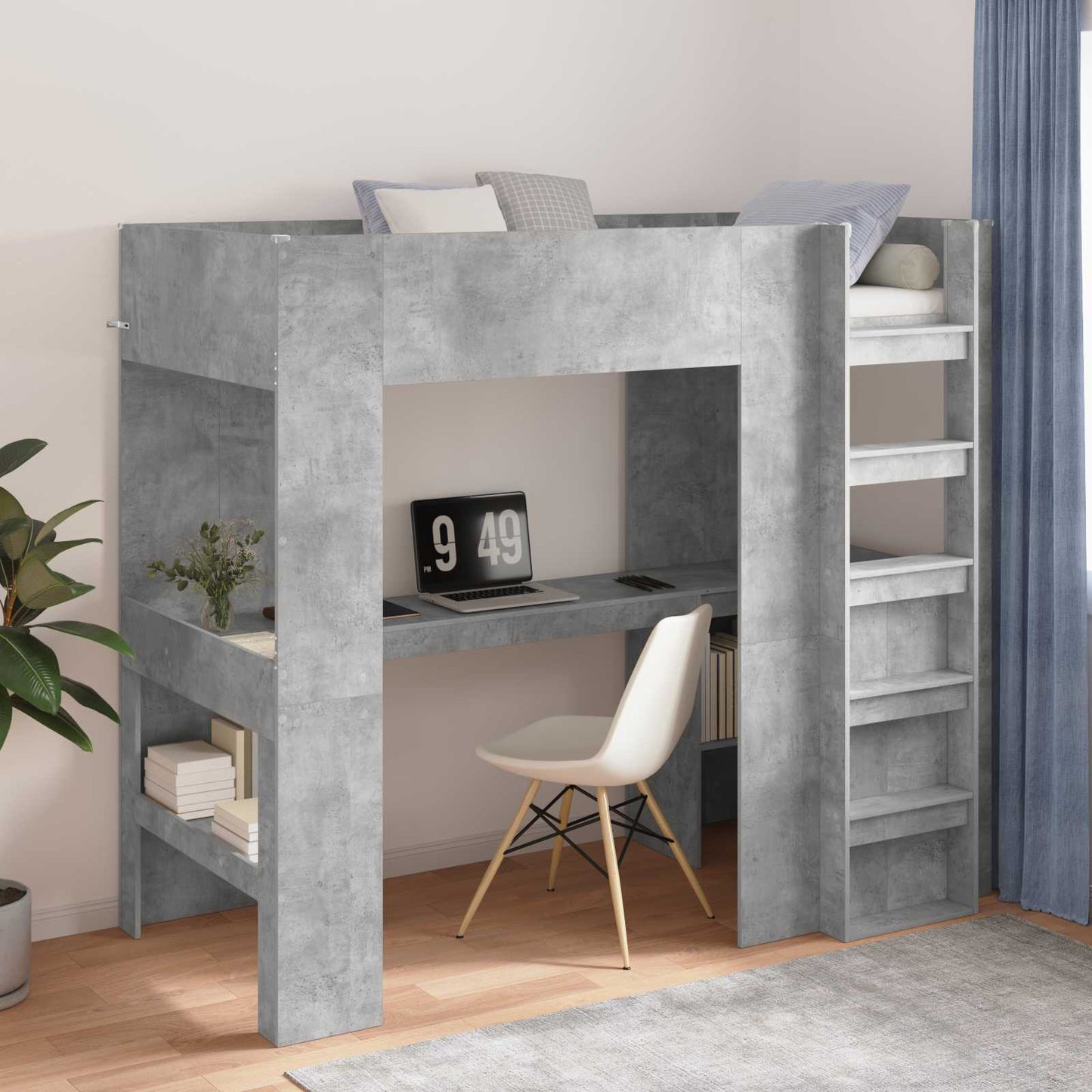 JUNG Vida Etagenbettgestell mit Schreibtisch Beton Grau 90 x 200 cm