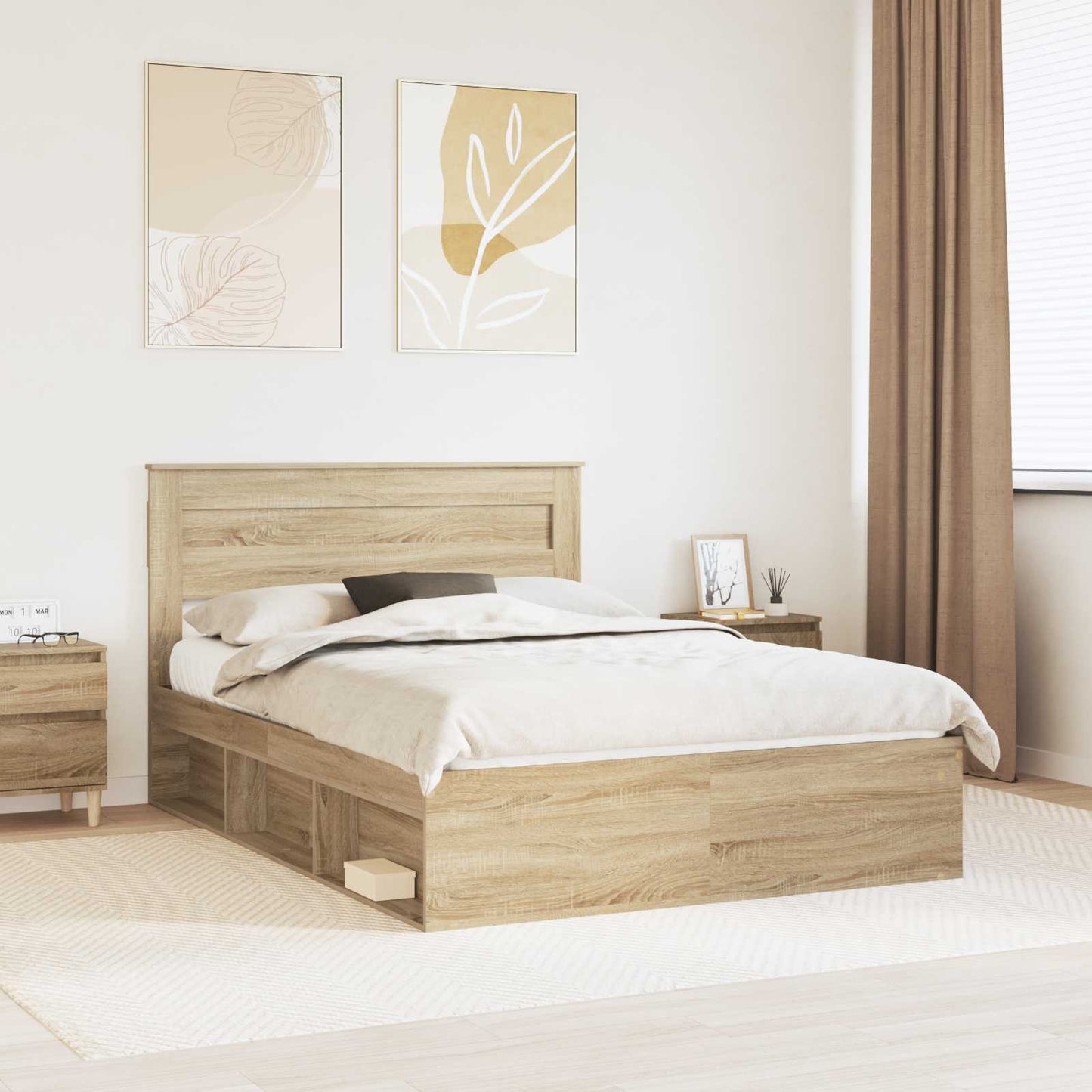 JUNG Vida Bettrahmen Sonoma 140 x 200 cm Massives Kiefernholz