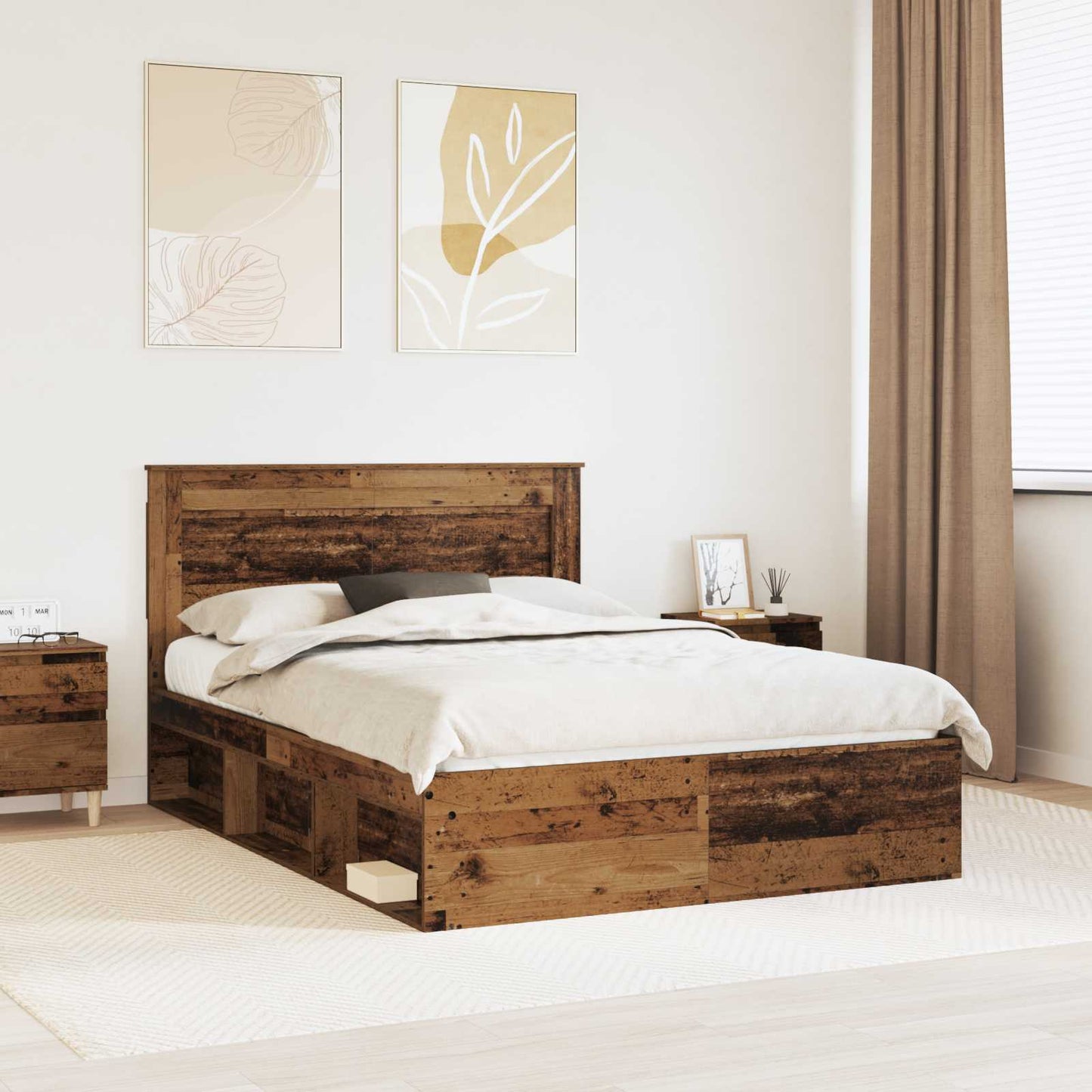 JUNG Vida Bettrahmen Altholz 140 x 190 cm Massives Kiefernholz