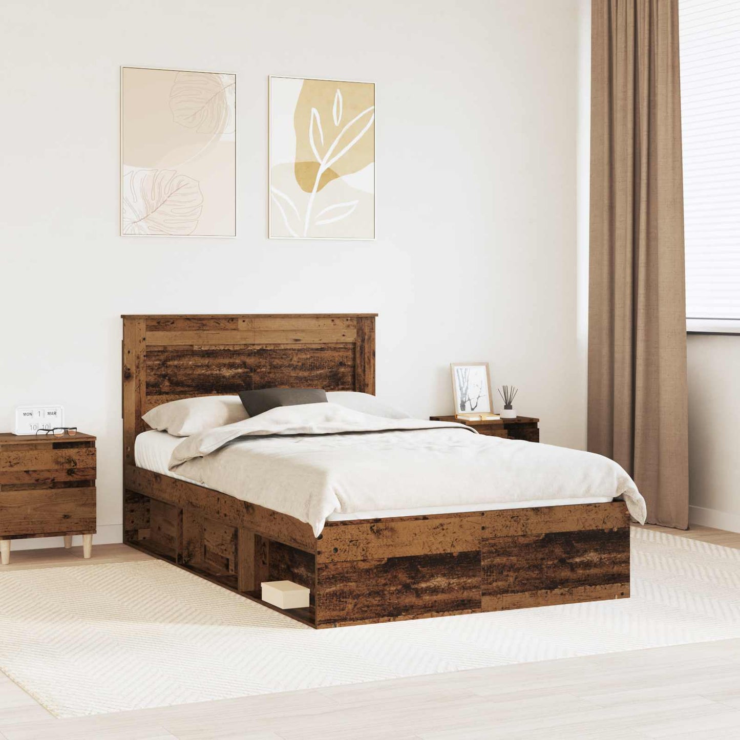 JUNG Vida Bettrahmen Altholz 120 x 190 cm Massives Kiefernholz