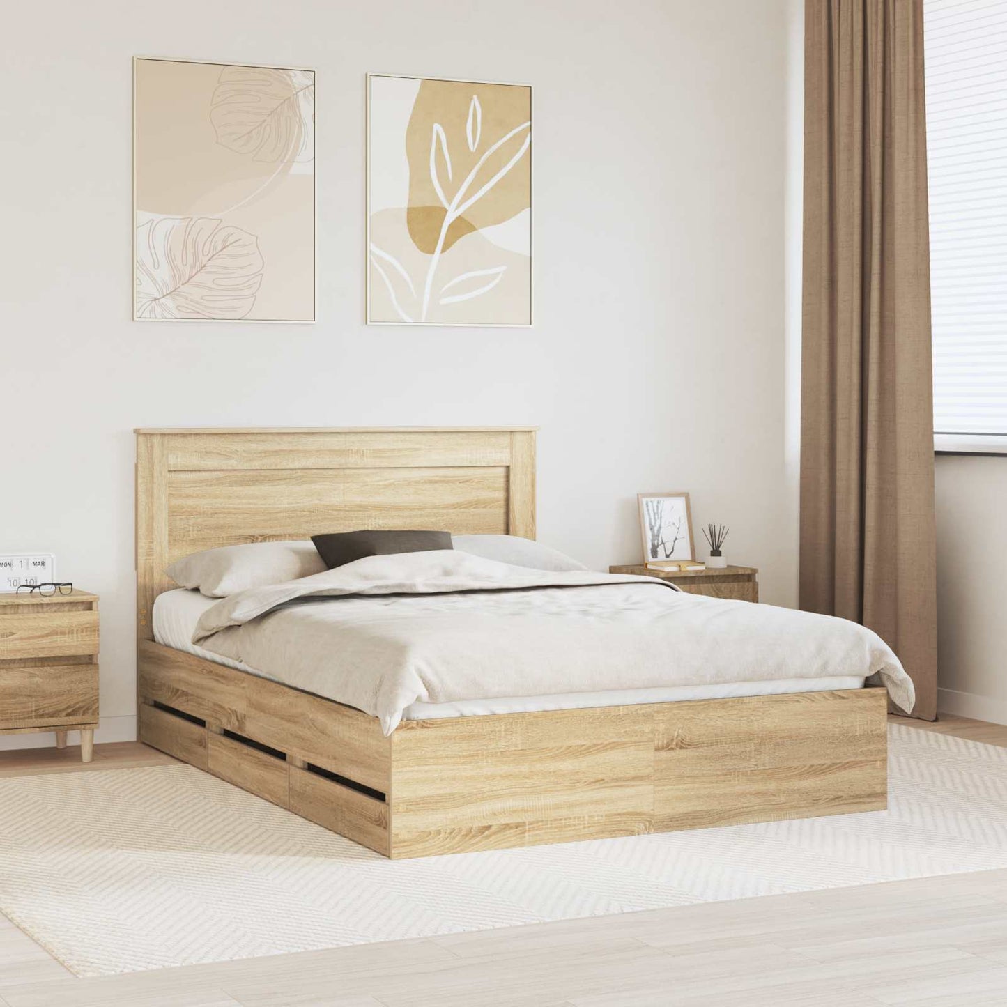 JUNG Vida Bettrahmen Sonoma-Eiche 140 x 190 cm Ingenieurs Holz