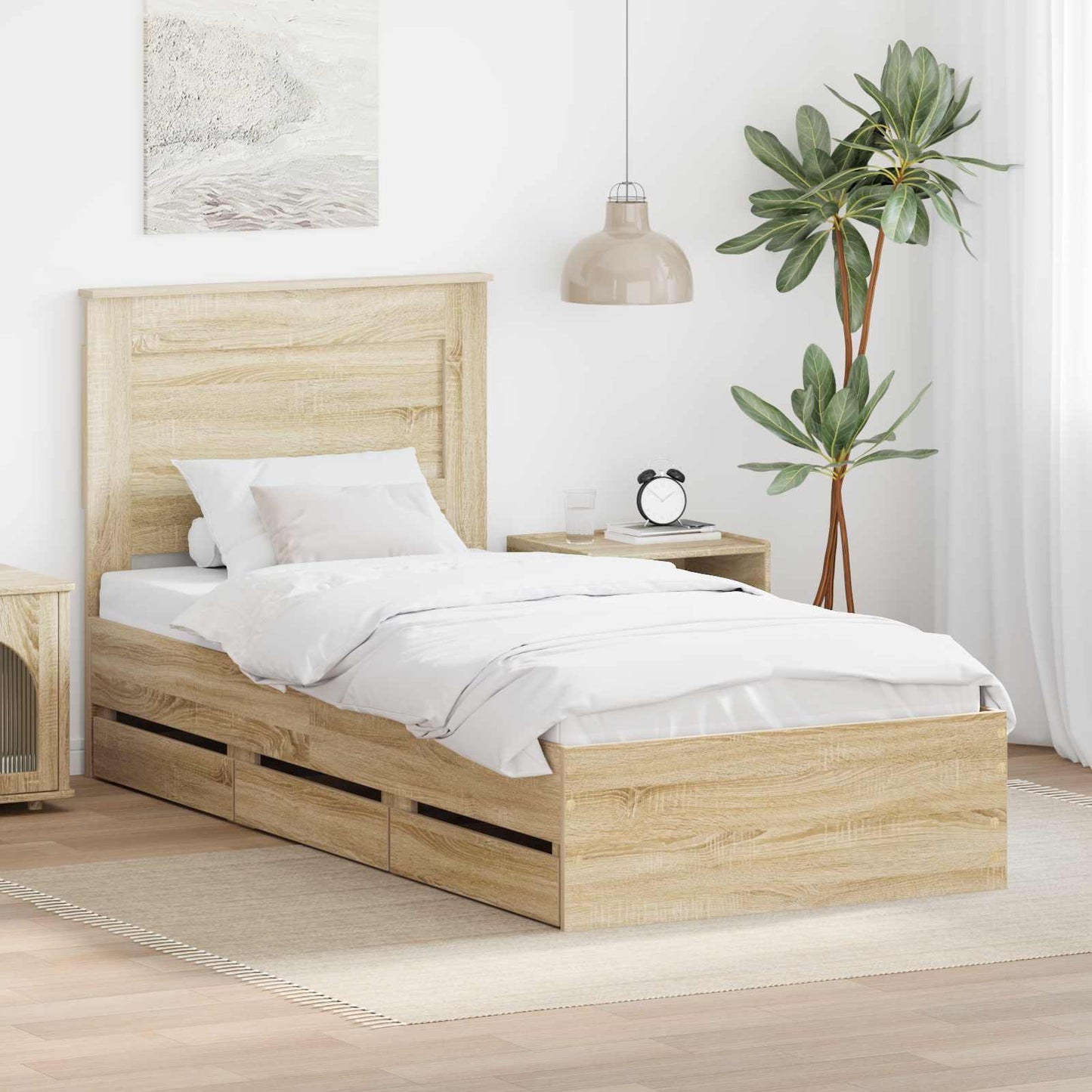 JUNG Vida Bettrahmen Sonoma-Eiche 100 x 200 cm Ingenieurs Holz