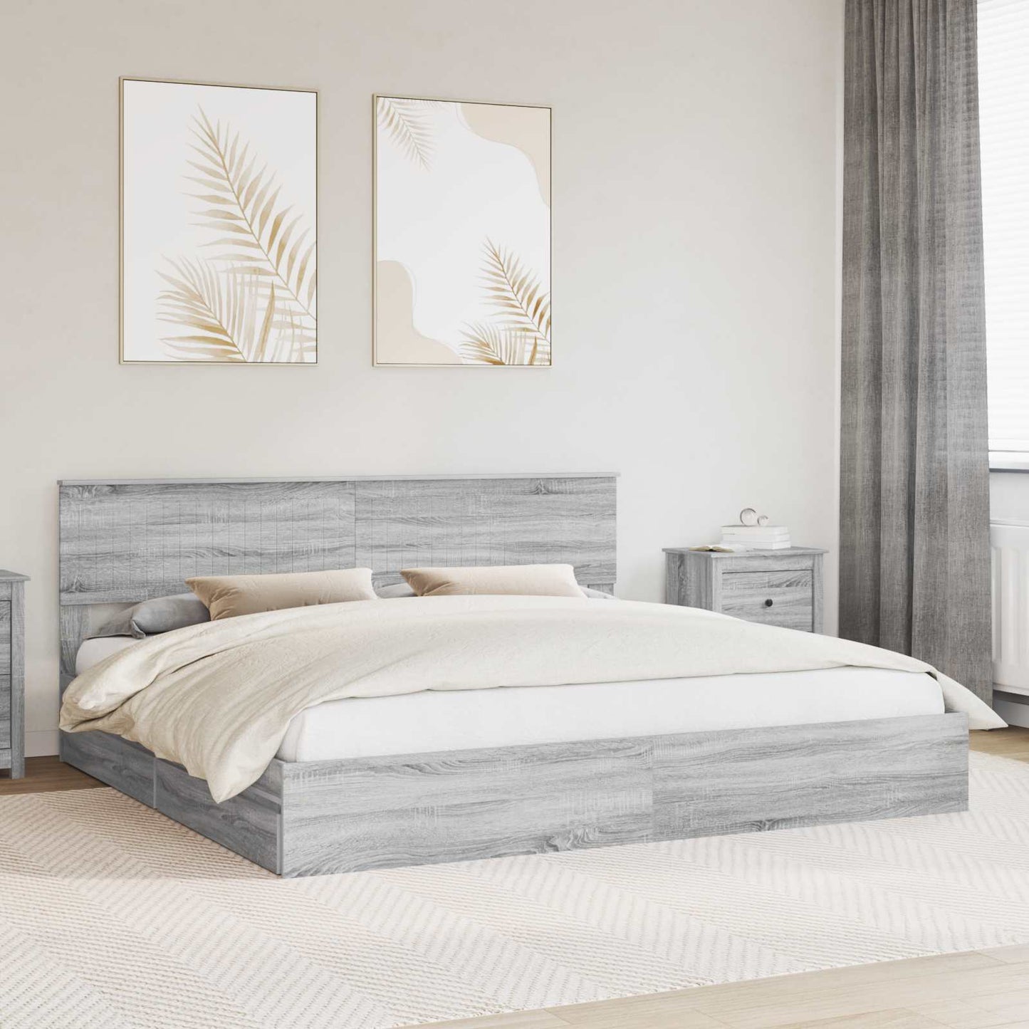 JUNG Vida Aufbewahrungsbett Graues Sonoma 200 x 200 cm Holzwerkstoff