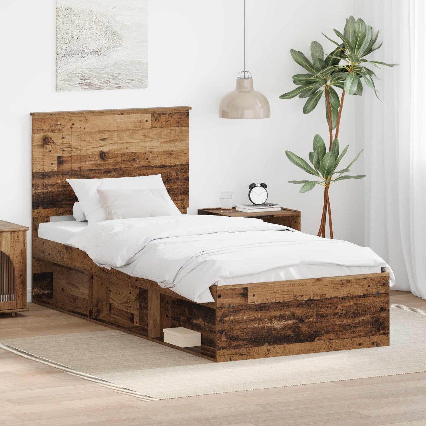 JUNG Vida Bettrahmen Altholz 90 x 190 cm Massives Kiefernholz