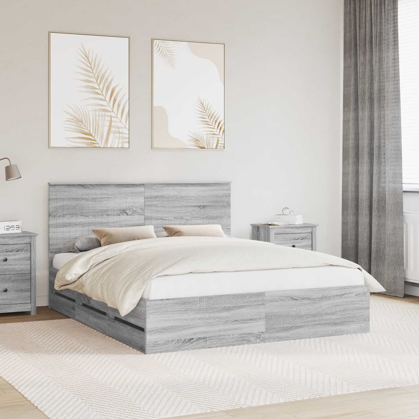 JUNG Vida Bettrahmen Graues Sonoma 160 x 200 cm Ingenieurs Holz