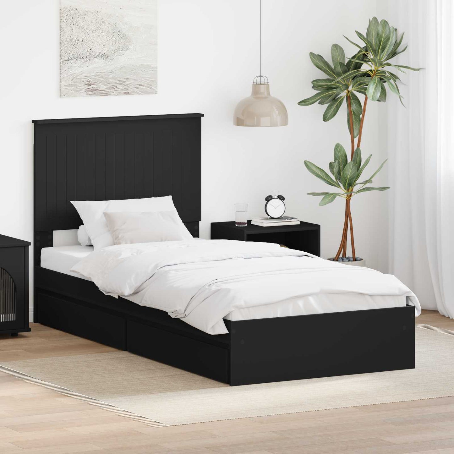 JUNG Vida Aufbewahrungsbett Schwarz 90 x 190 cm Holzwerkstoff
