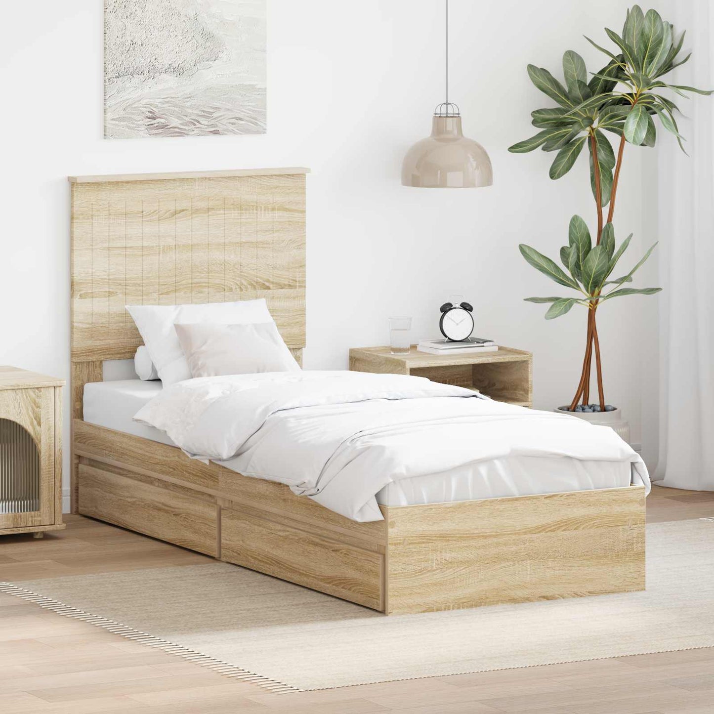 JUNG Vida Aufbewahrungsbett Sonoma-Eiche 75 x 190 cm Holzwerkstoff