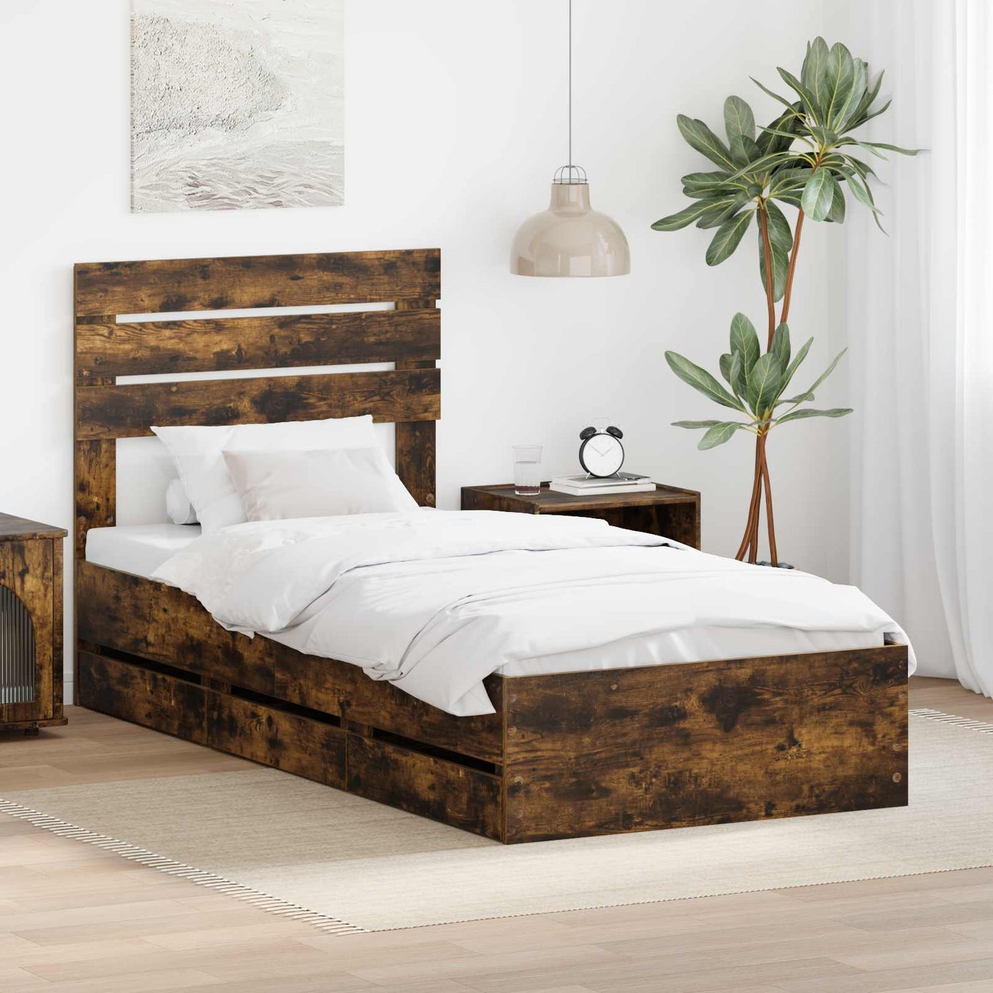 JUNG Vida Bettrahmen Geräucherte Eiche 100 x 200 cm Ingenieurs Holz