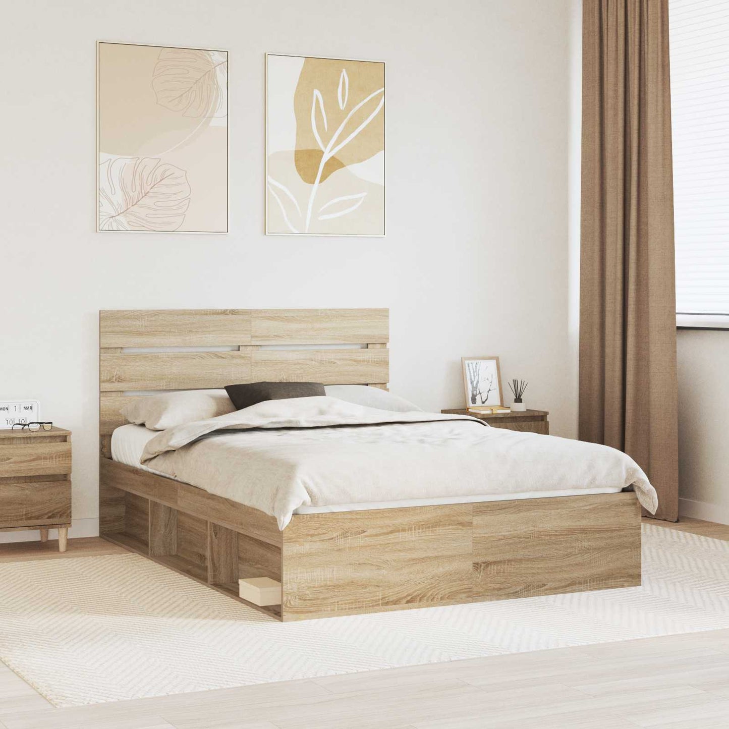 JUNG Vida Bettrahmen Sonoma 160 x 200 cm Massives Kiefernholz