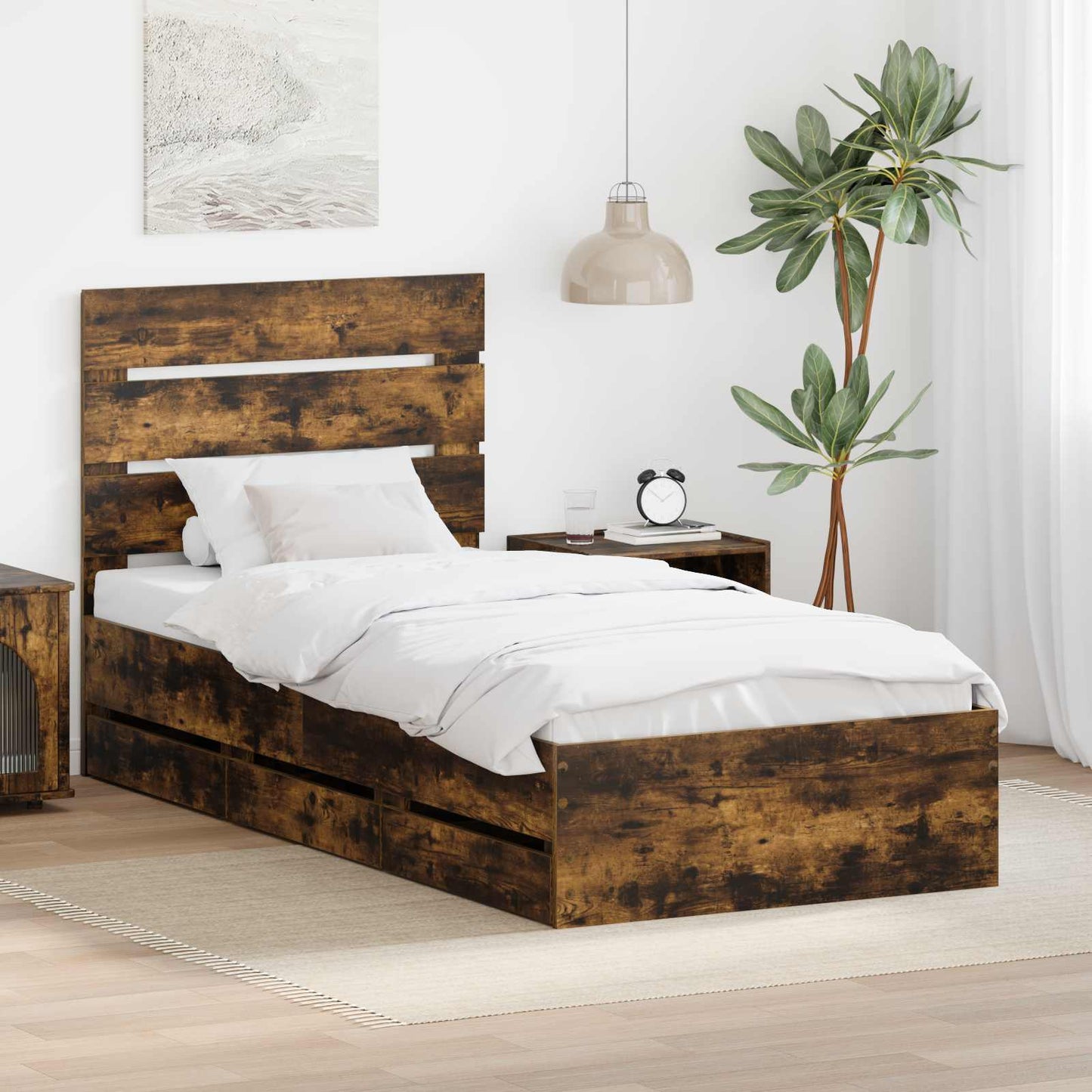 JUNG Vida Bettrahmen Geräucherte Eiche 90 x 200 cm Ingenieurs Holz