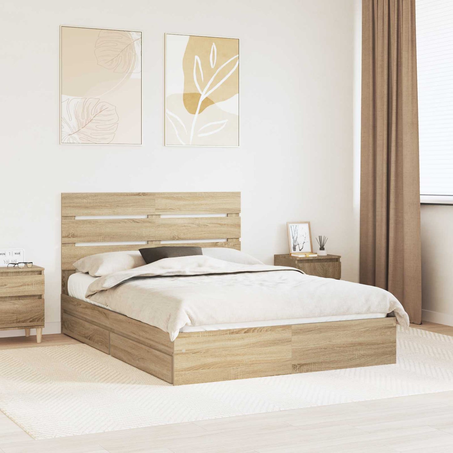 JUNG Vida Aufbewahrungsbett Sonoma-Eiche 160 x 200 cm Holzwerkstoff