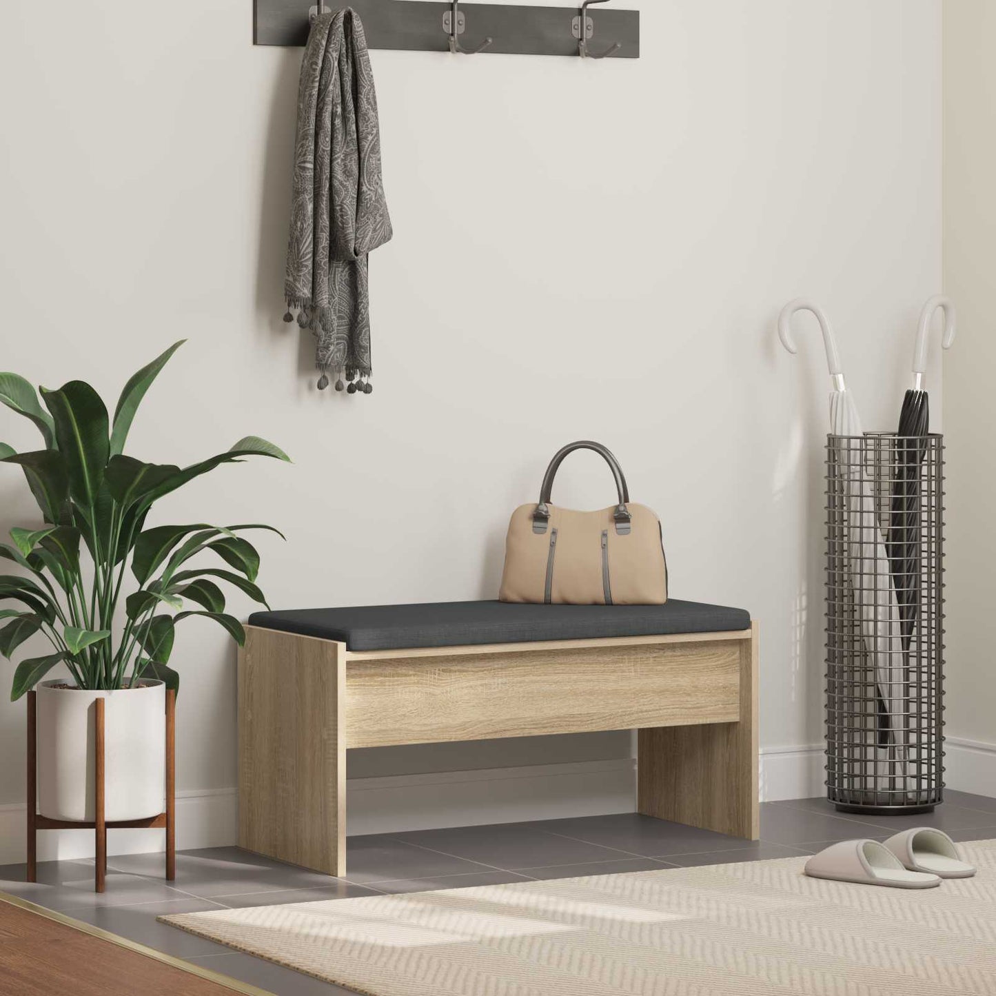 JUNG Vida Flurbank mit Kissen Sonoma-Eiche 83 x 38 x 40 cm