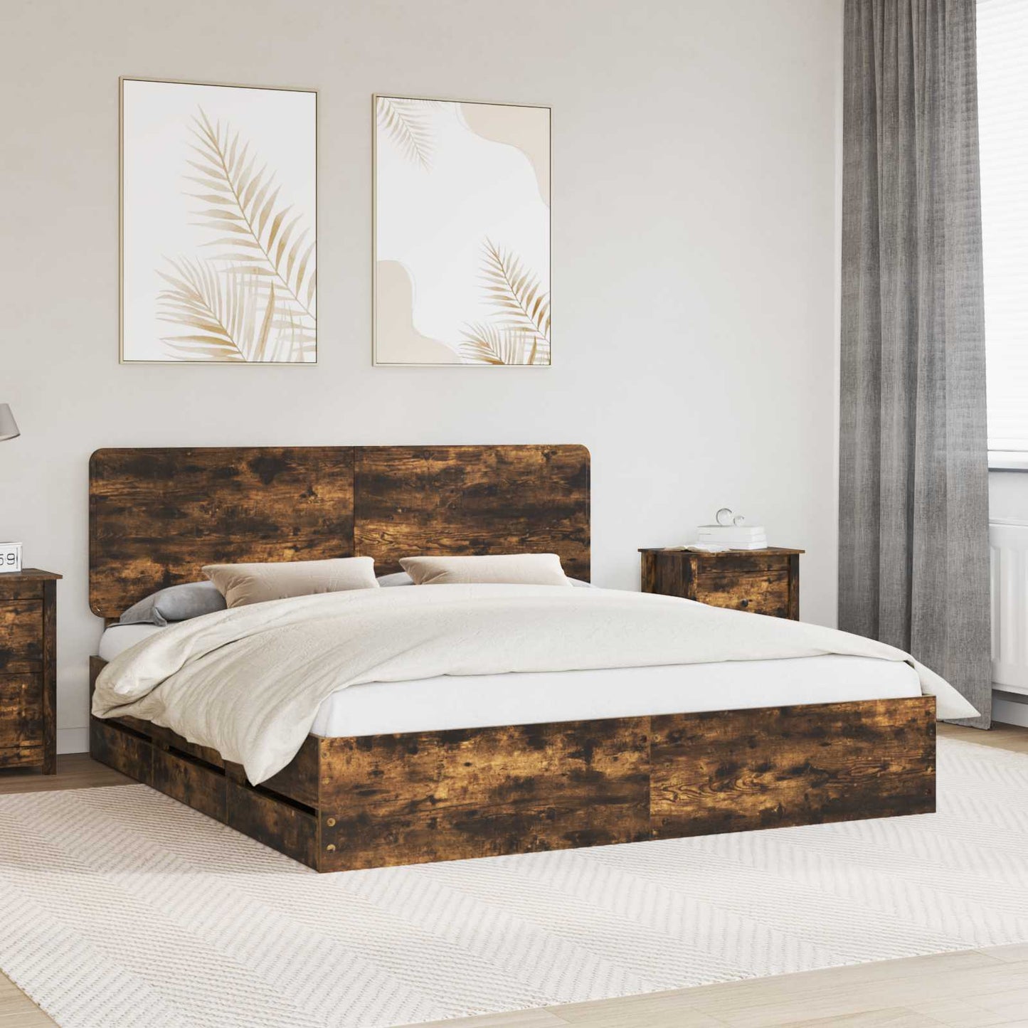 JUNG Vida Bettrahmen Geräucherte Eiche 200 x 200 cm Ingenieurs Holz