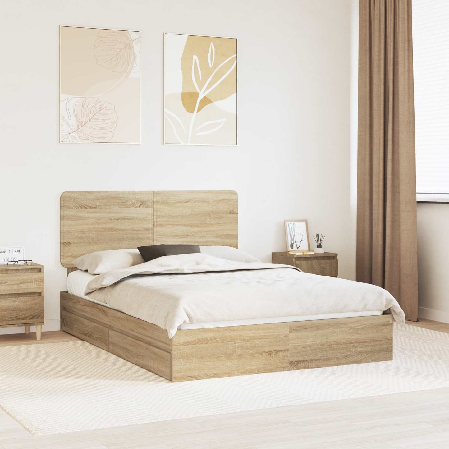JUNG Vida Aufbewahrungsbett Sonoma-Eiche 140 x 190 cm Holzwerkstoff