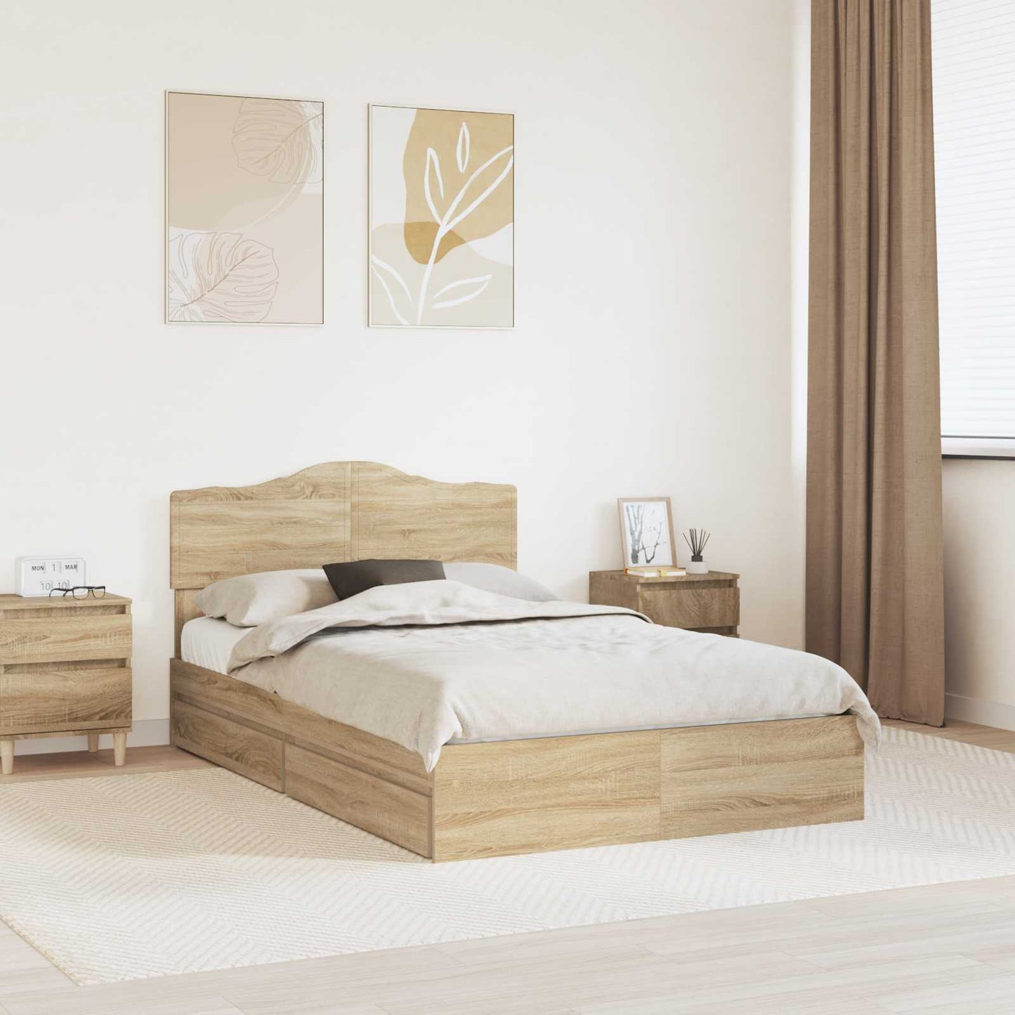 JUNG Vida Aufbewahrungsbett Sonoma-Eiche 135 x 190 cm Holzwerkstoff