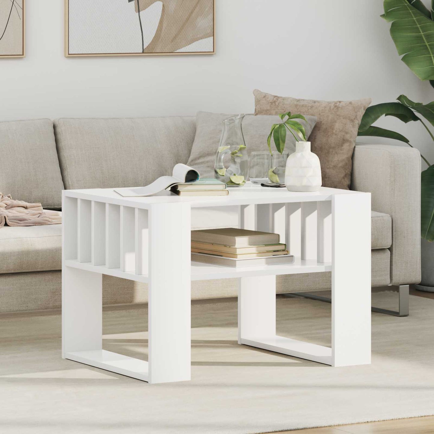 JUNG Vida Couchtisch Weiß 66 x 49,5 x 45 cm Holzwerkstoff