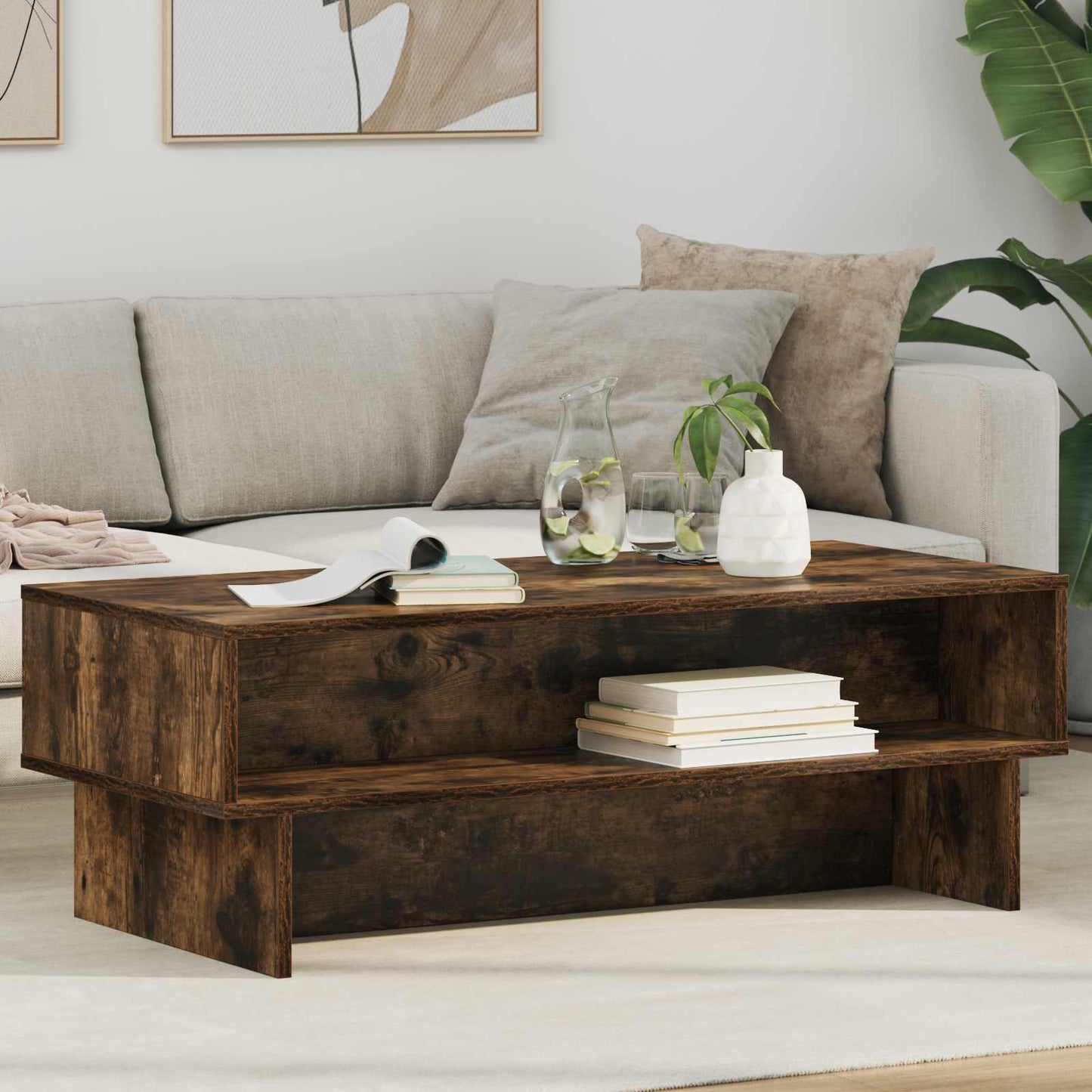 JUNG Vida Couchtisch Geräucherte Eiche 100 x 46 x 35 cm Holzwerkstoff
