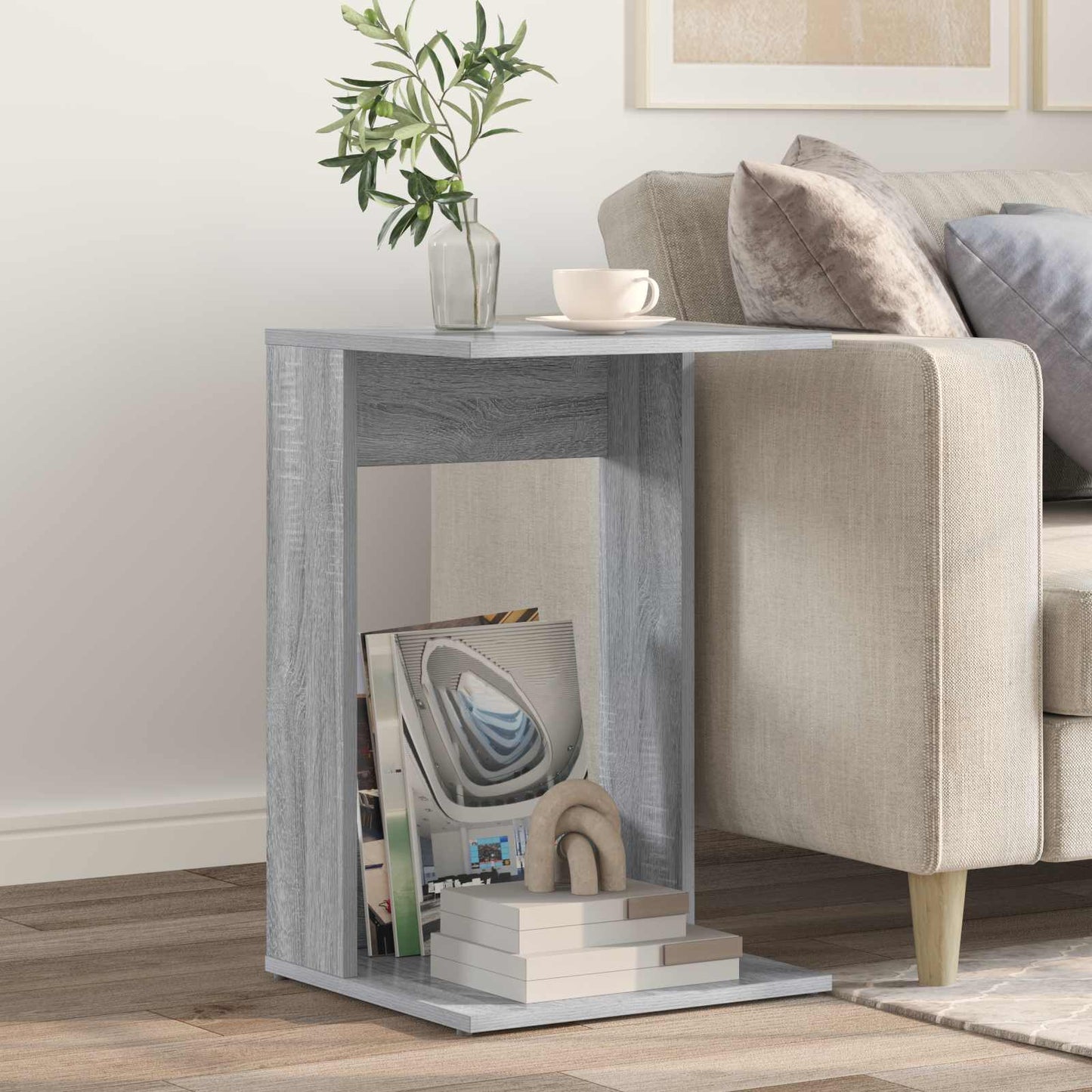 JUNG Vida Beistelltisch Graues Sonoma 40 x 38 x 62,5 cm Holzwerkstoff