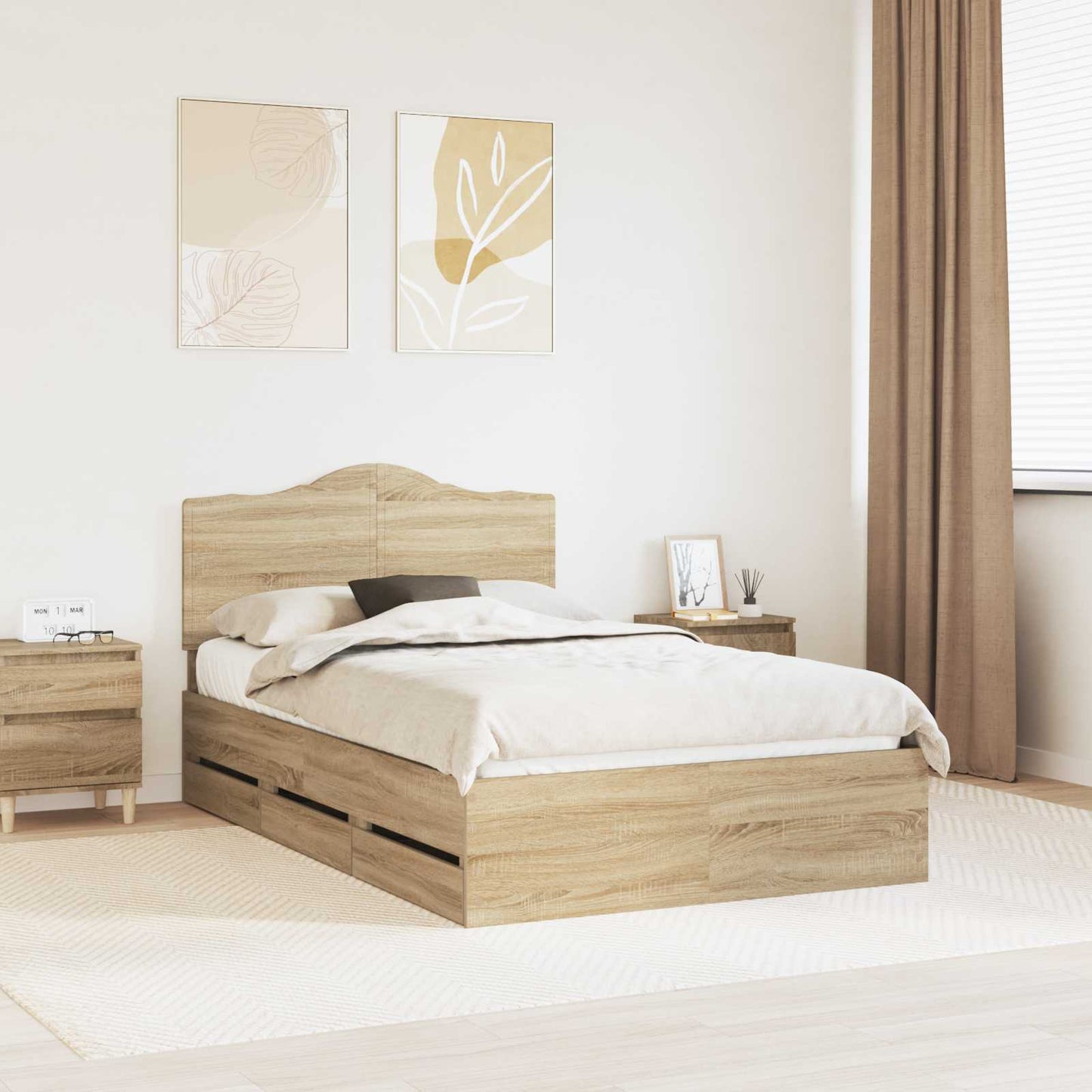JUNG Vida Bettrahmen Sonoma-Eiche 120 x 190 cm Ingenieurs Holz